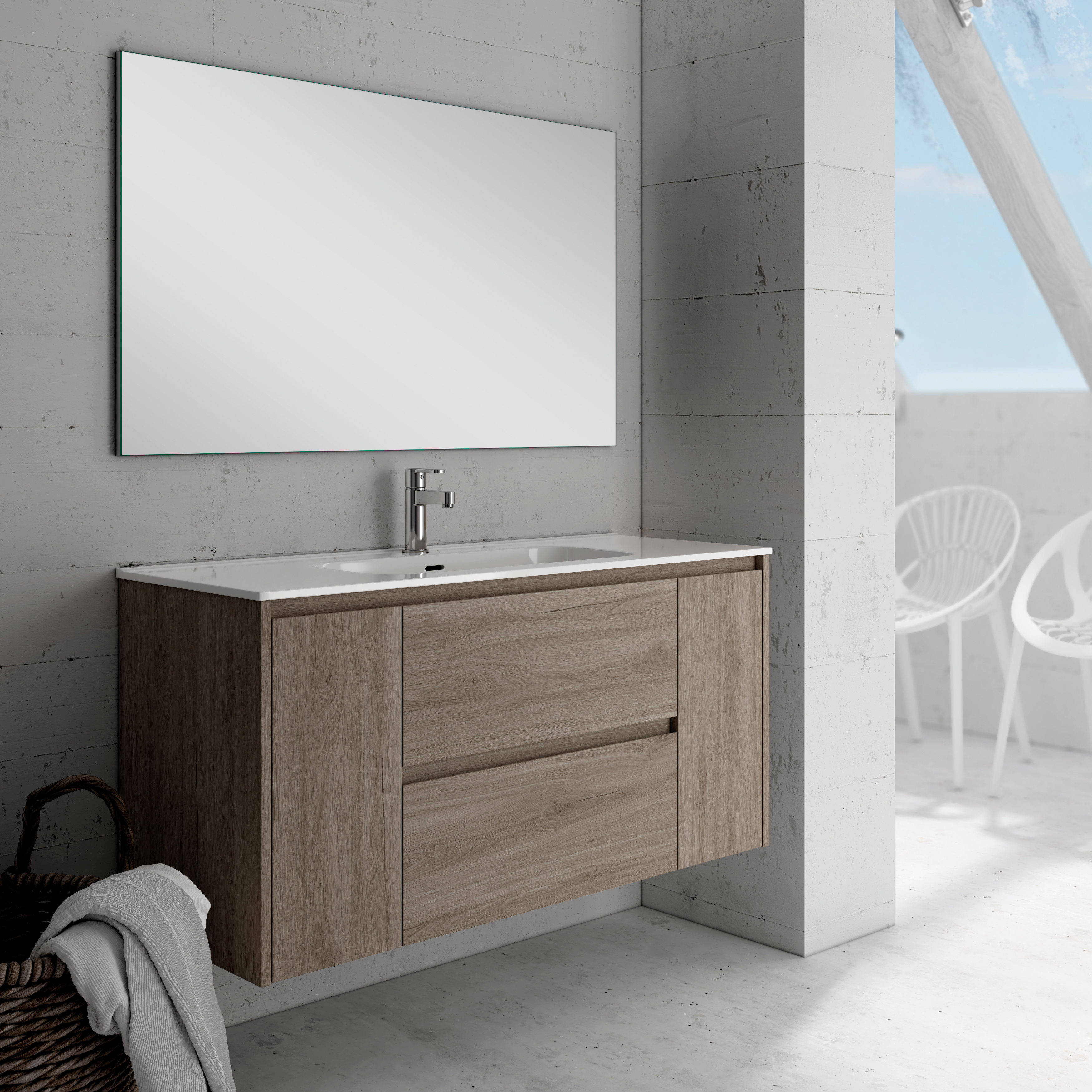 Mueble de baño con lavabo moon roble gris 120x45 cm