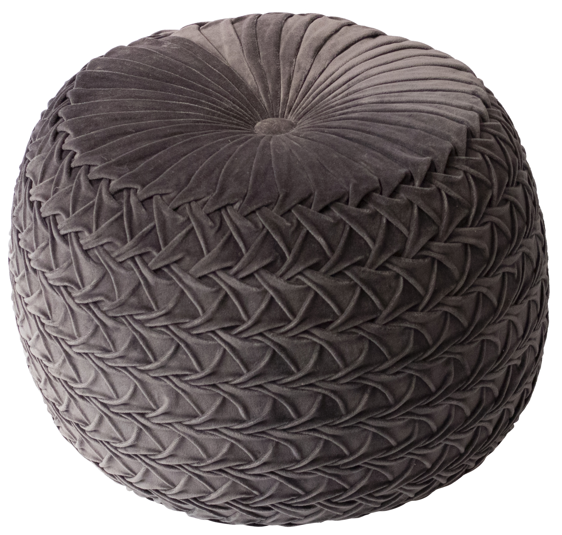 Puff decorativo terciopelo gris 45x40cm