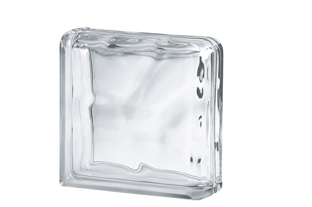 Brique de verre terminale angle, transparent courbe ondulée brillant