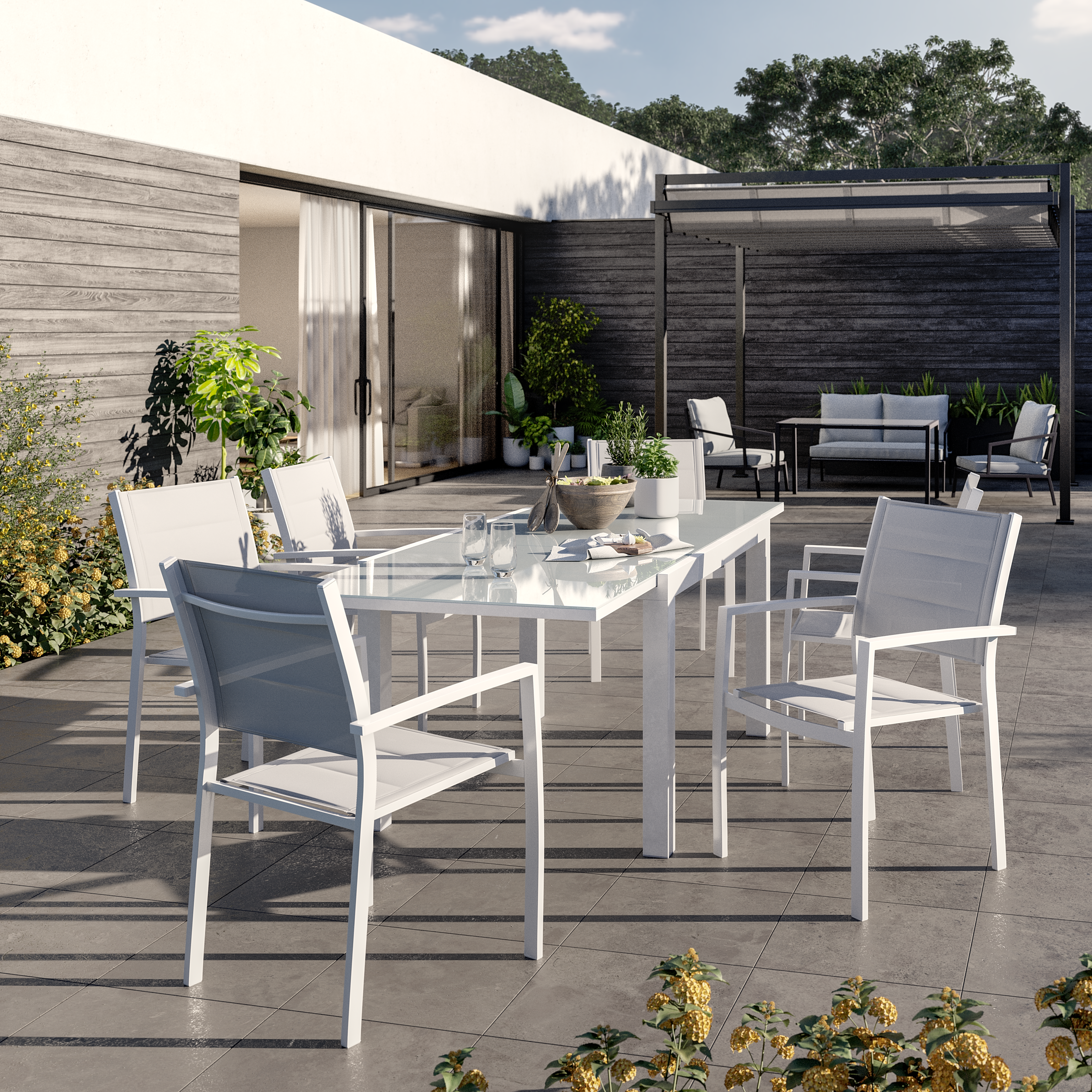 Silla de exterior de aluminio Naterial Orion Beta II con brazos blanca - 22