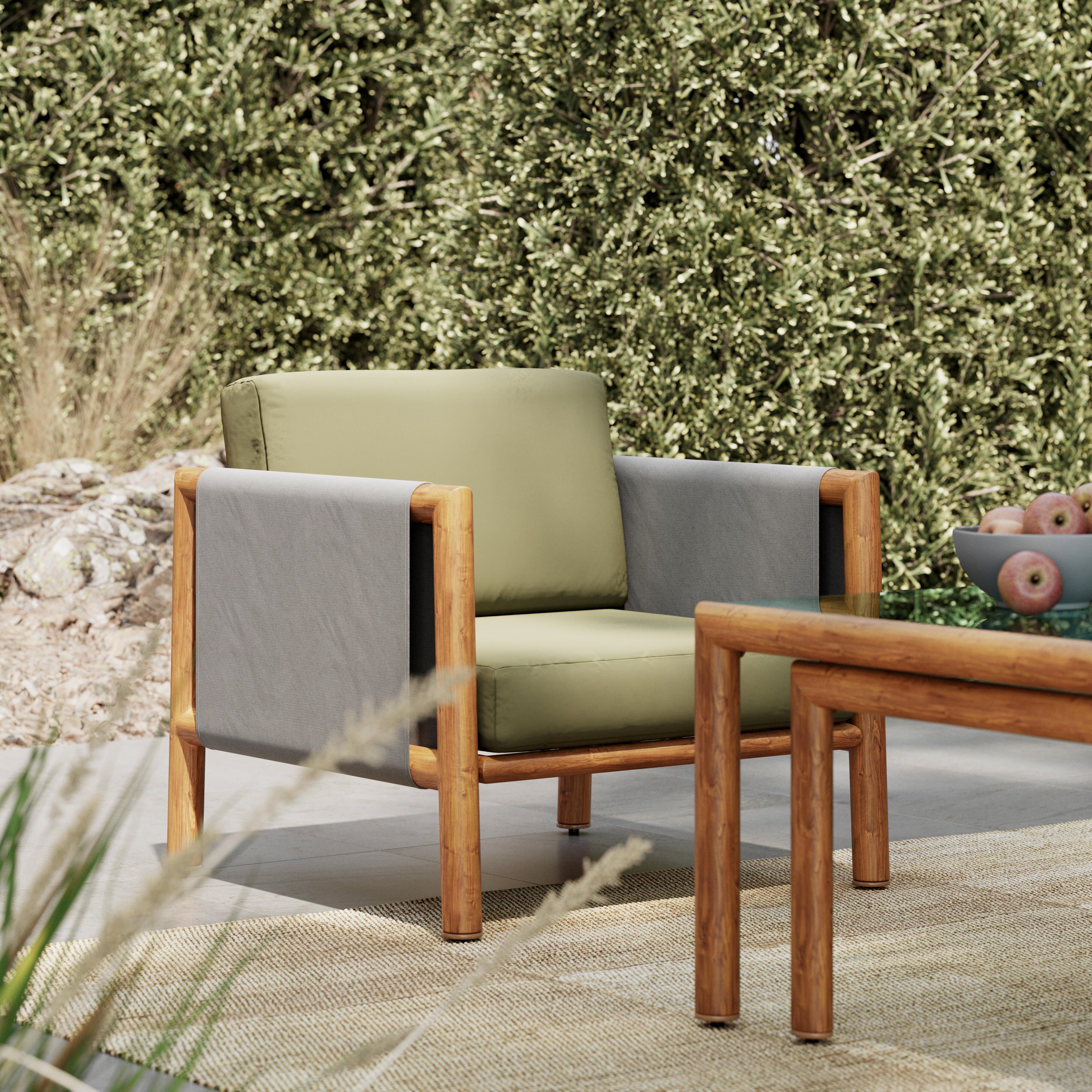 Sillón de jardín de aluminio con cojín Kobe verde - 8