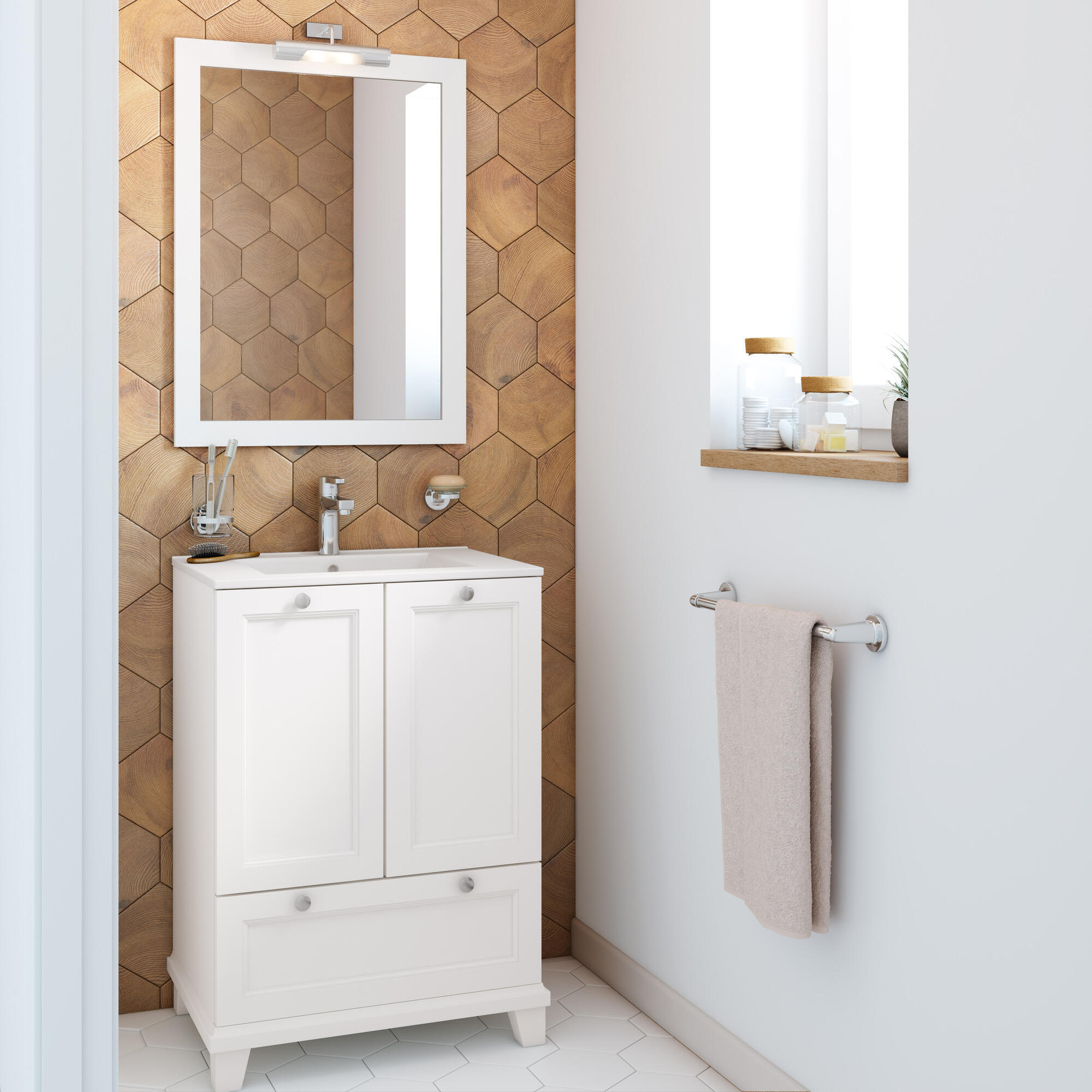 Mueble de baño con lavabo unike blanco mate 60x45 cm