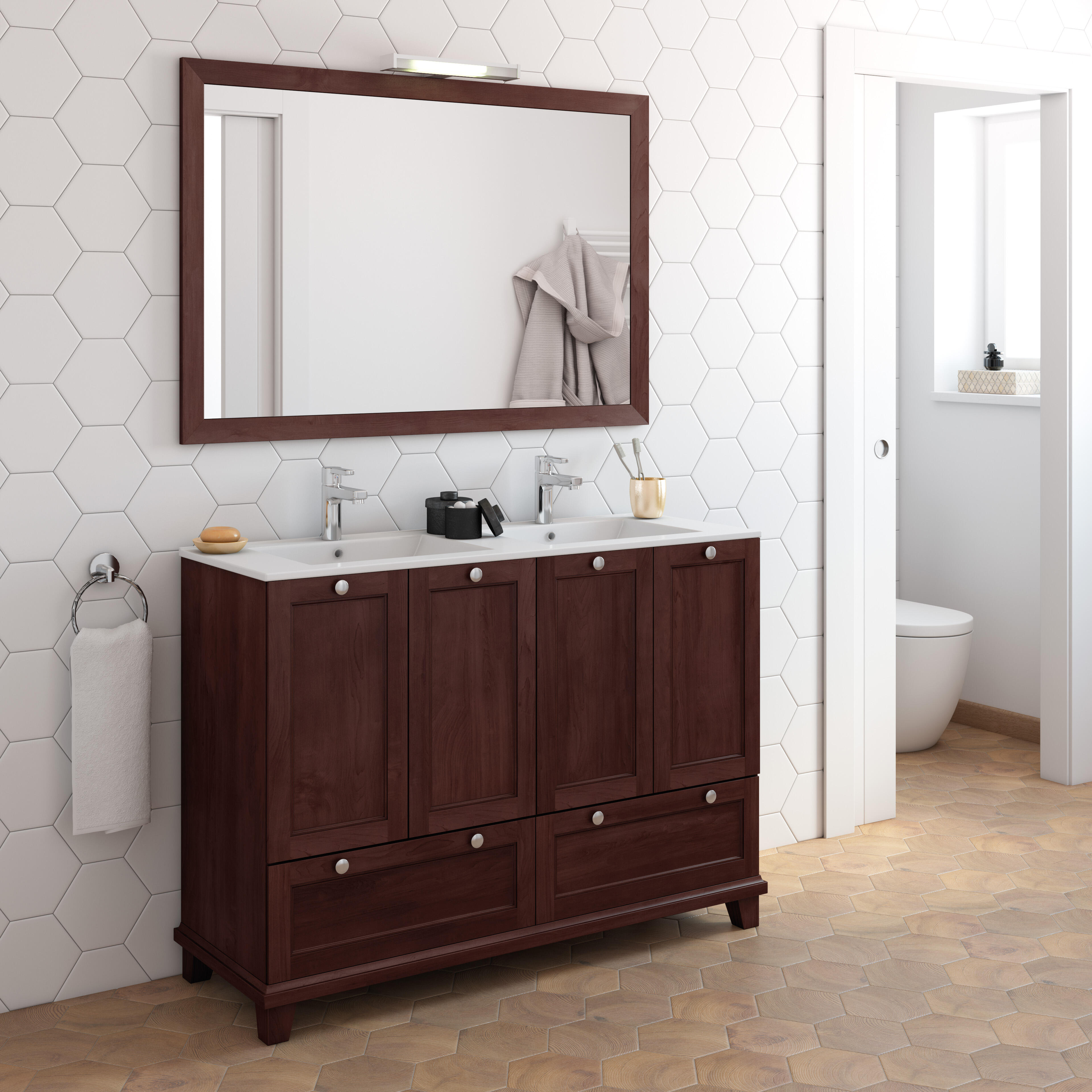 Mueble de baño con lavabo unike nogal 120x45 cm