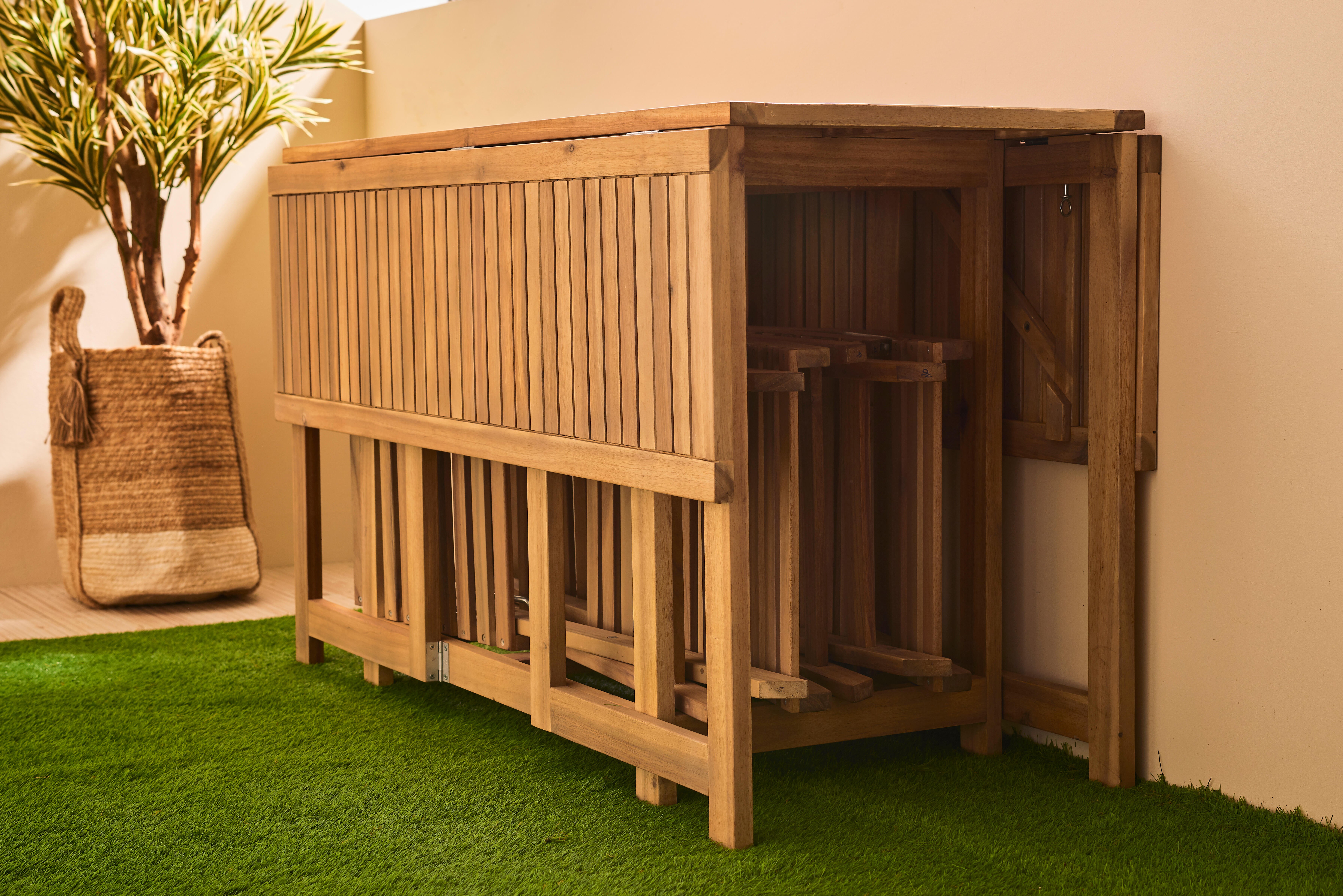 Set tavolo e sedie Solis NATERIAL in acacia marrone per 4 persone - 3