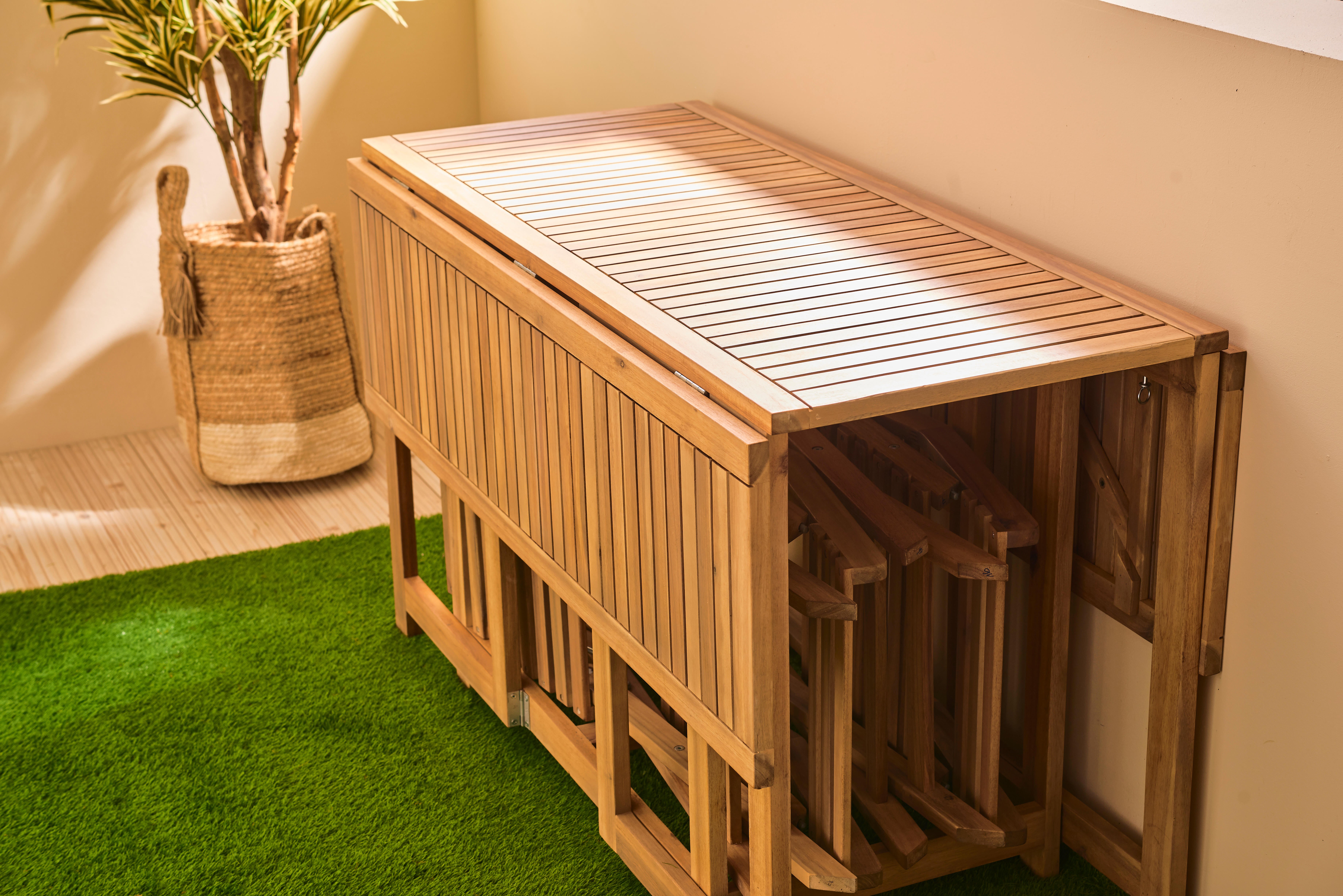 Set de muebles de exterior plegable de acacia NATERIAL Solis para 4 personas - 19