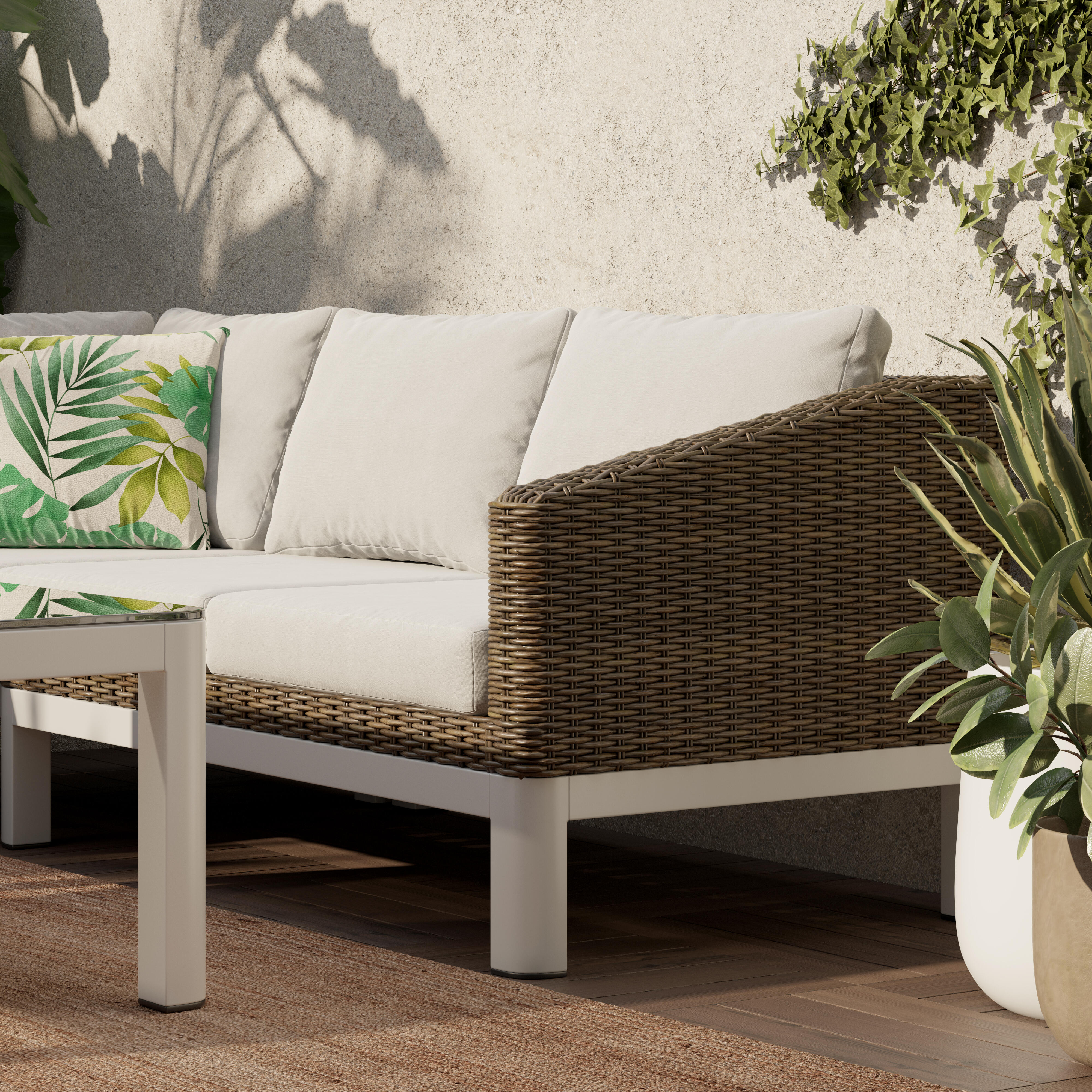 Sofá de jardín de aluminio con cojín Salonica blanco - 3