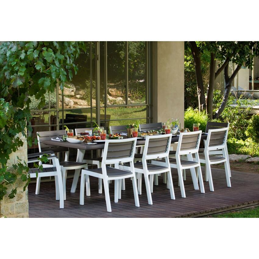 Mesa de jardín extensible Harmony de resina blanco 160/240x75x100 cm - 12