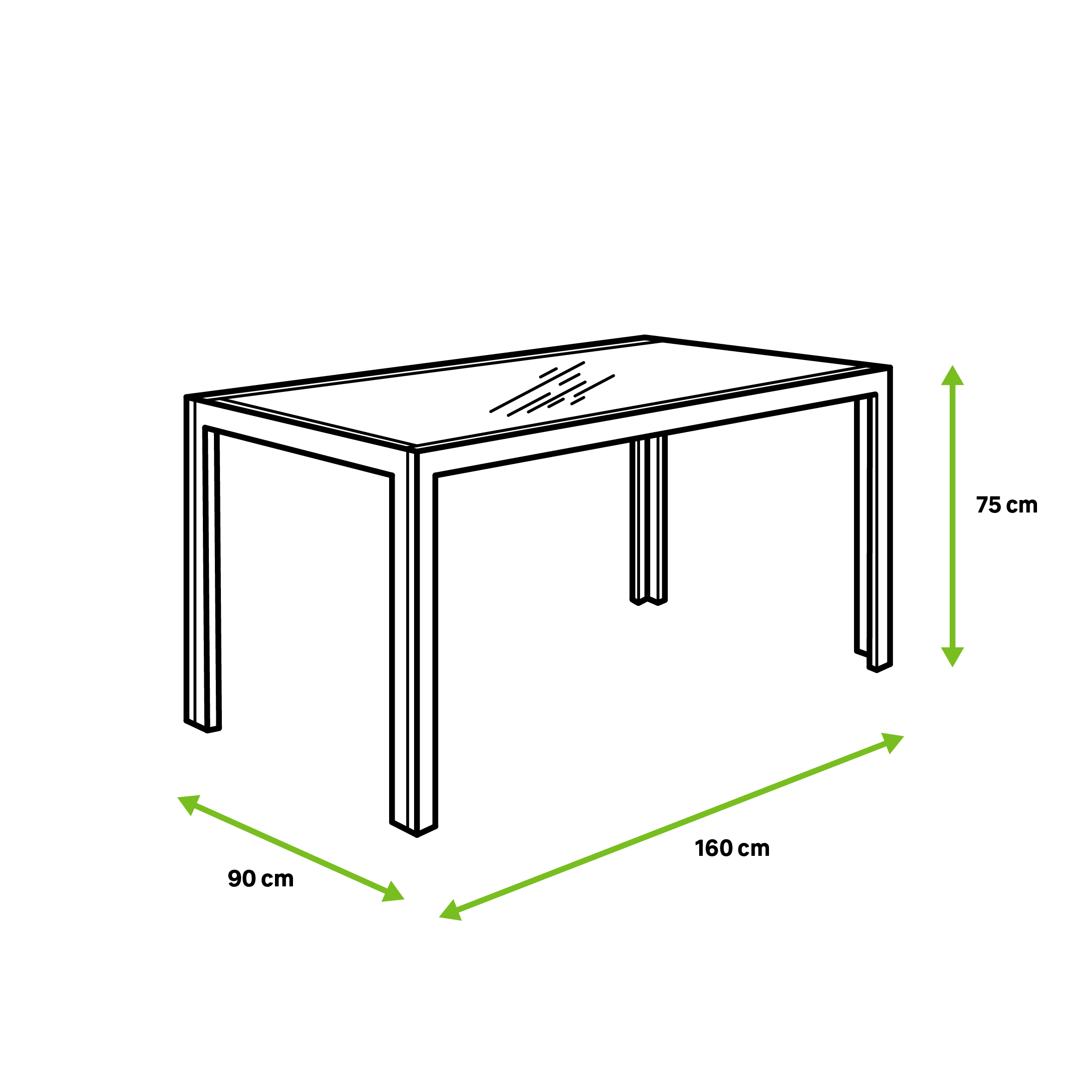 Mesa de alumínio NATERIAL LYRA II FIX 160X90CM ANTRACITE - 10