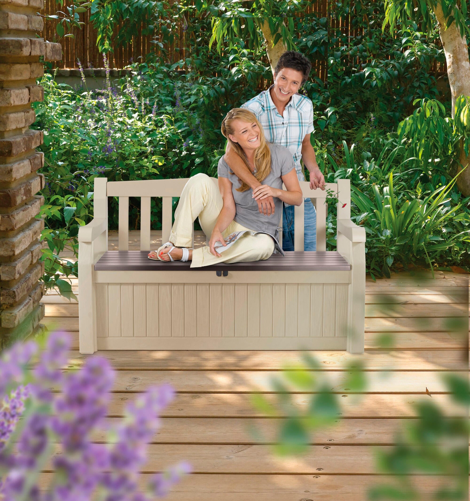 Banco e baú de resina GARDEN BENCH 265L 84X140X60CM - 4