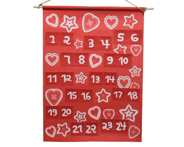 Calendário do advento VERMELHO 1X60X69CM