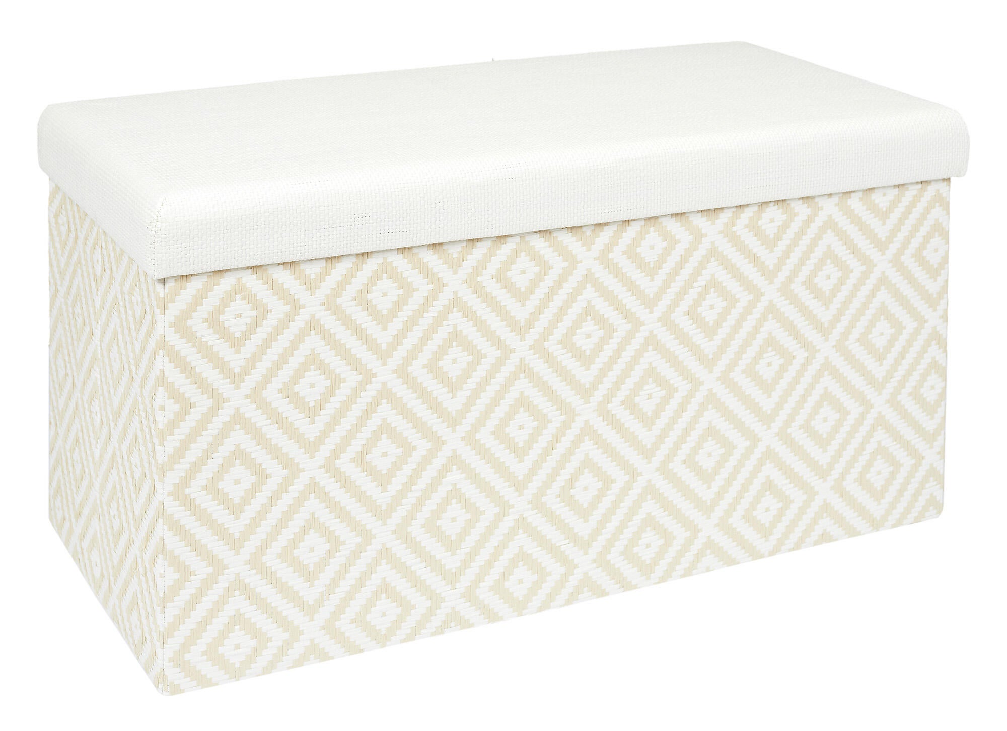 Baúl pie de cama trenz color blanco y beige de 76x38x38cm (anchoxaltoxfondo)