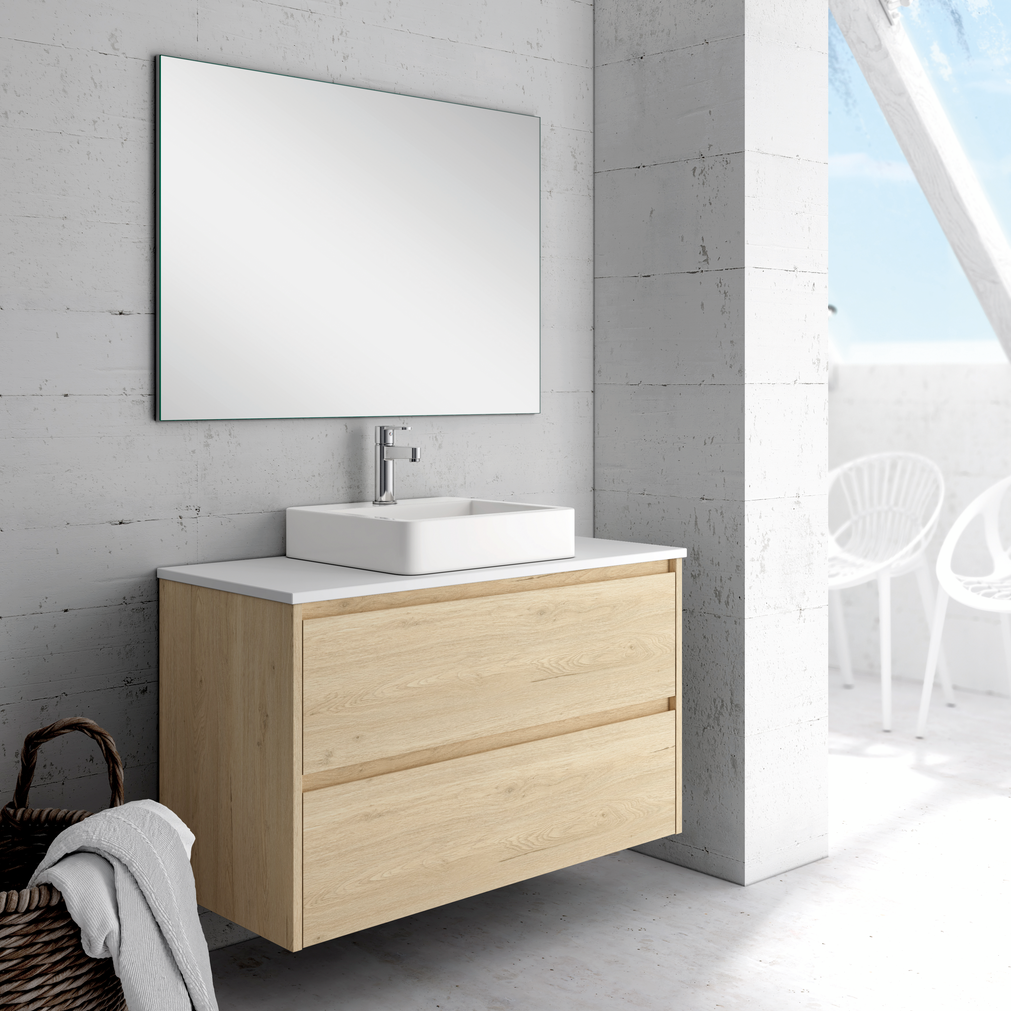 Mueble de baño Moon roble 100x48 cm (lavabo no incluido) - 2