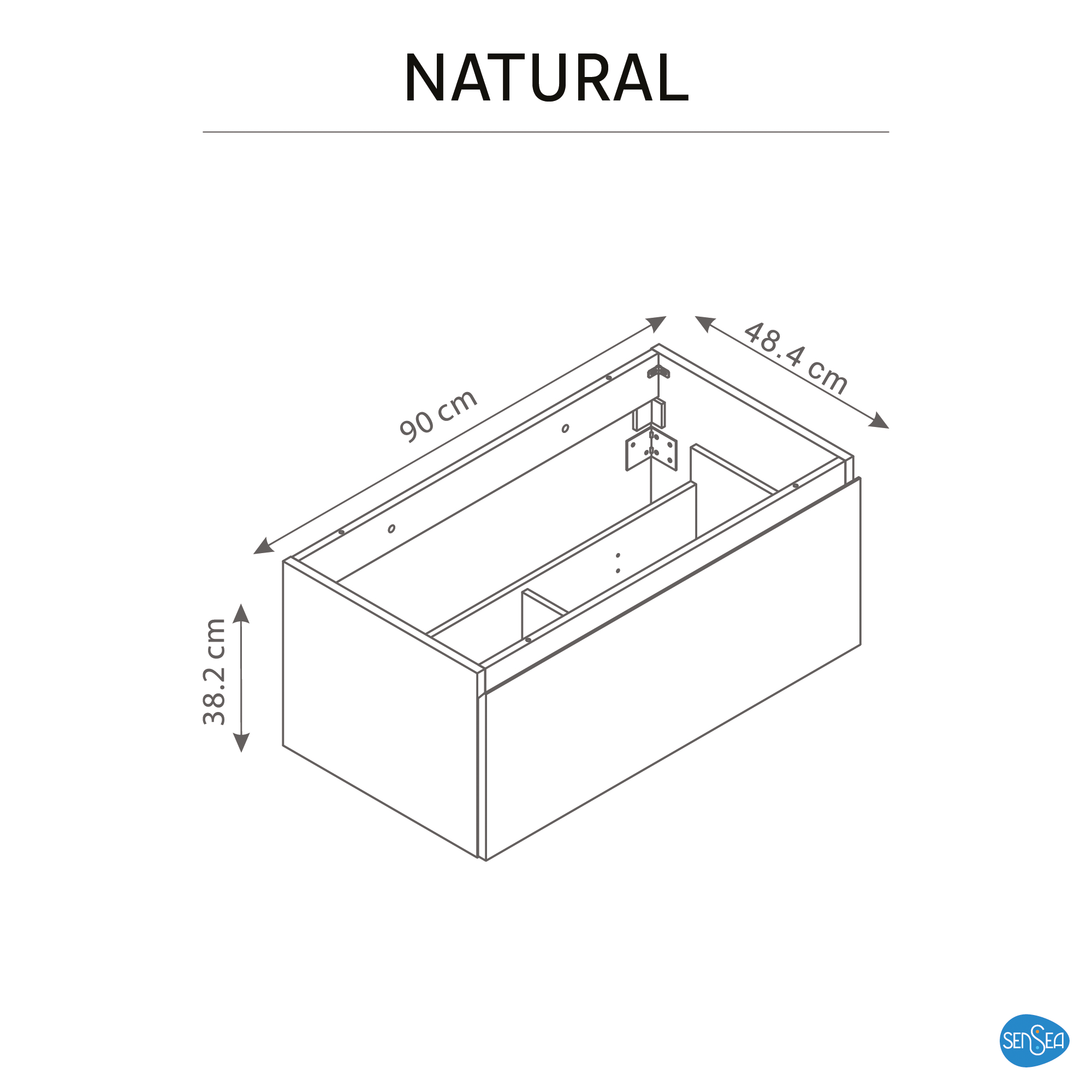 Mueble de baño con lavabo  Nature roble  90x48 cm - 3