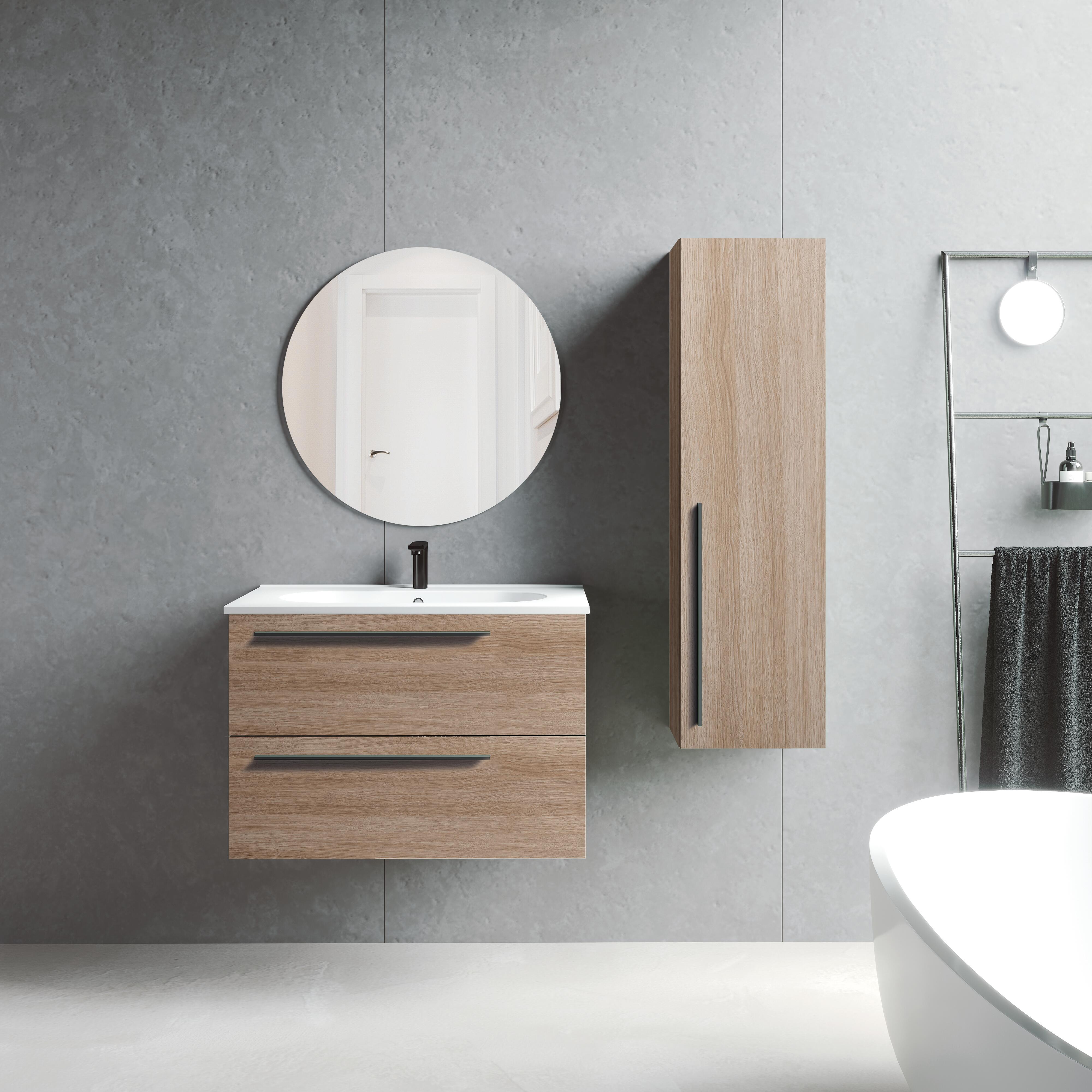 Mueble de baño con lavabo mia roble 80x45 cm