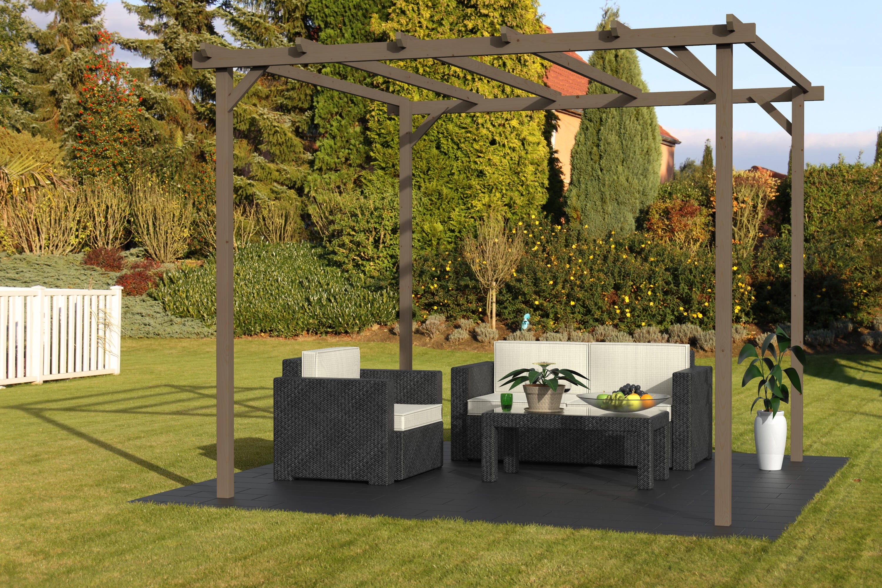Pérgola de madera Tanger marrón 300 x 300 cm - 4