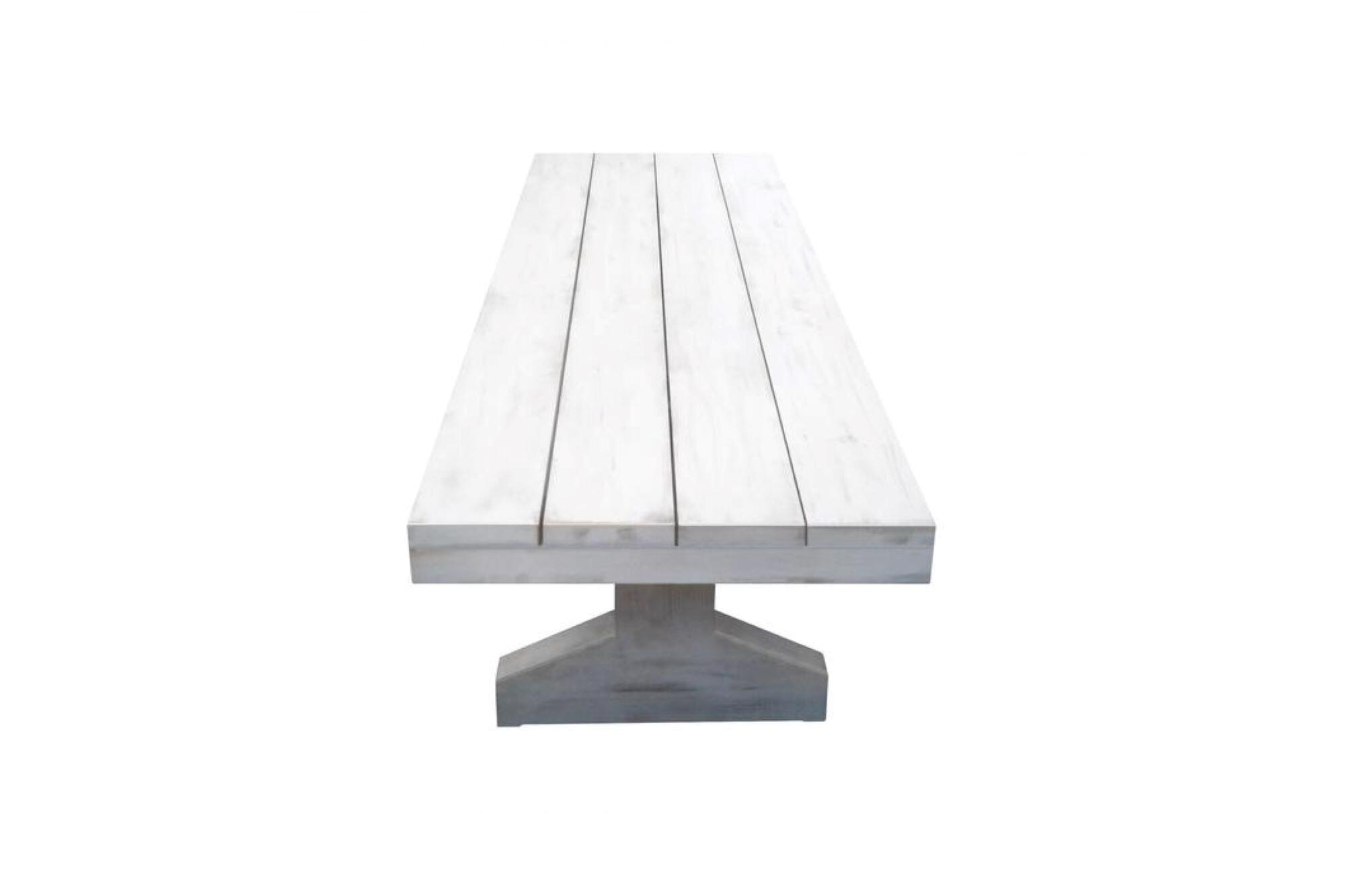 mesa de jardin de madera express blanco de 200x72x95 cm