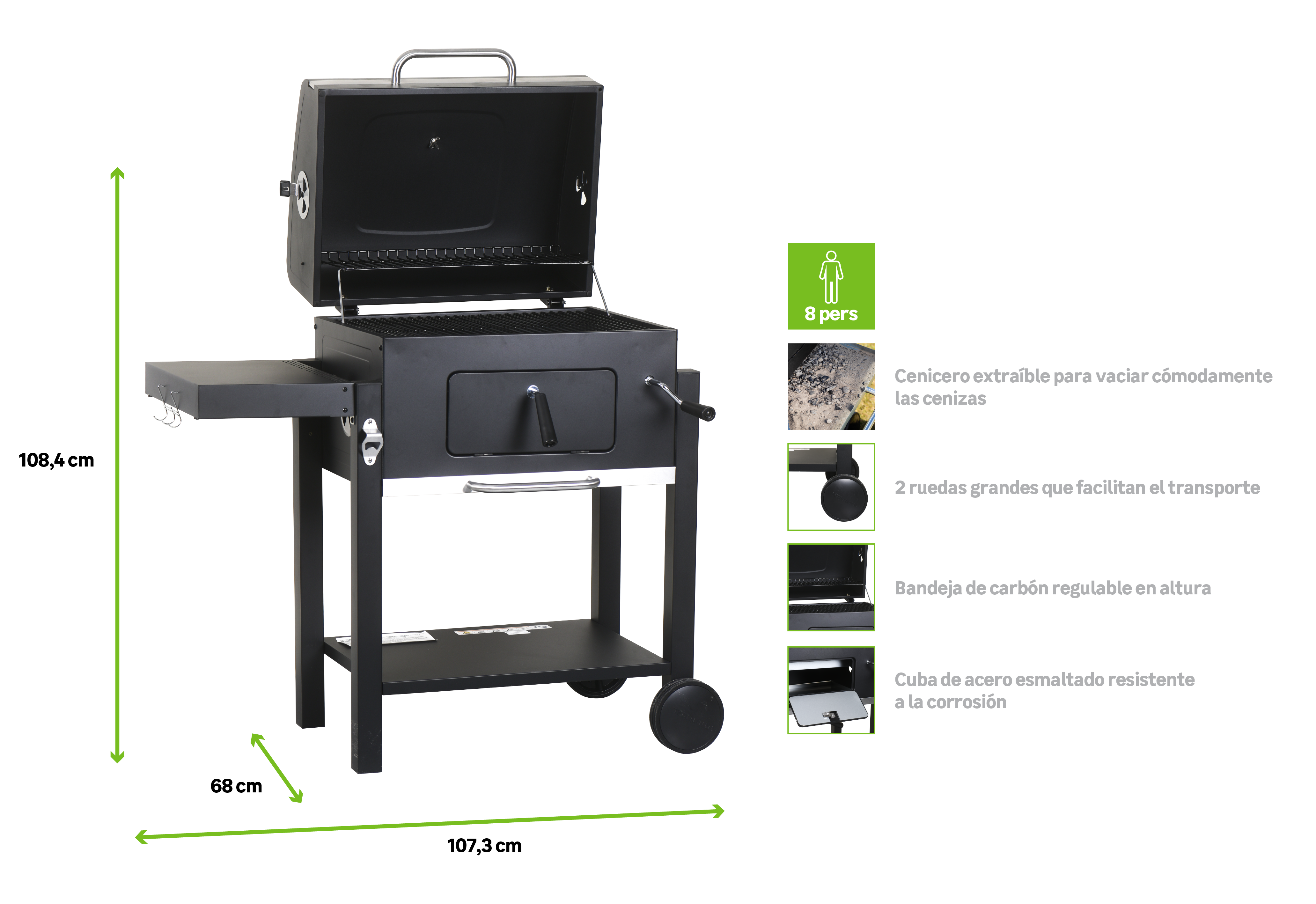 Barbacoa NATERIAL Centaurus Beta para carbón recomendado para 6-10 personas - 2