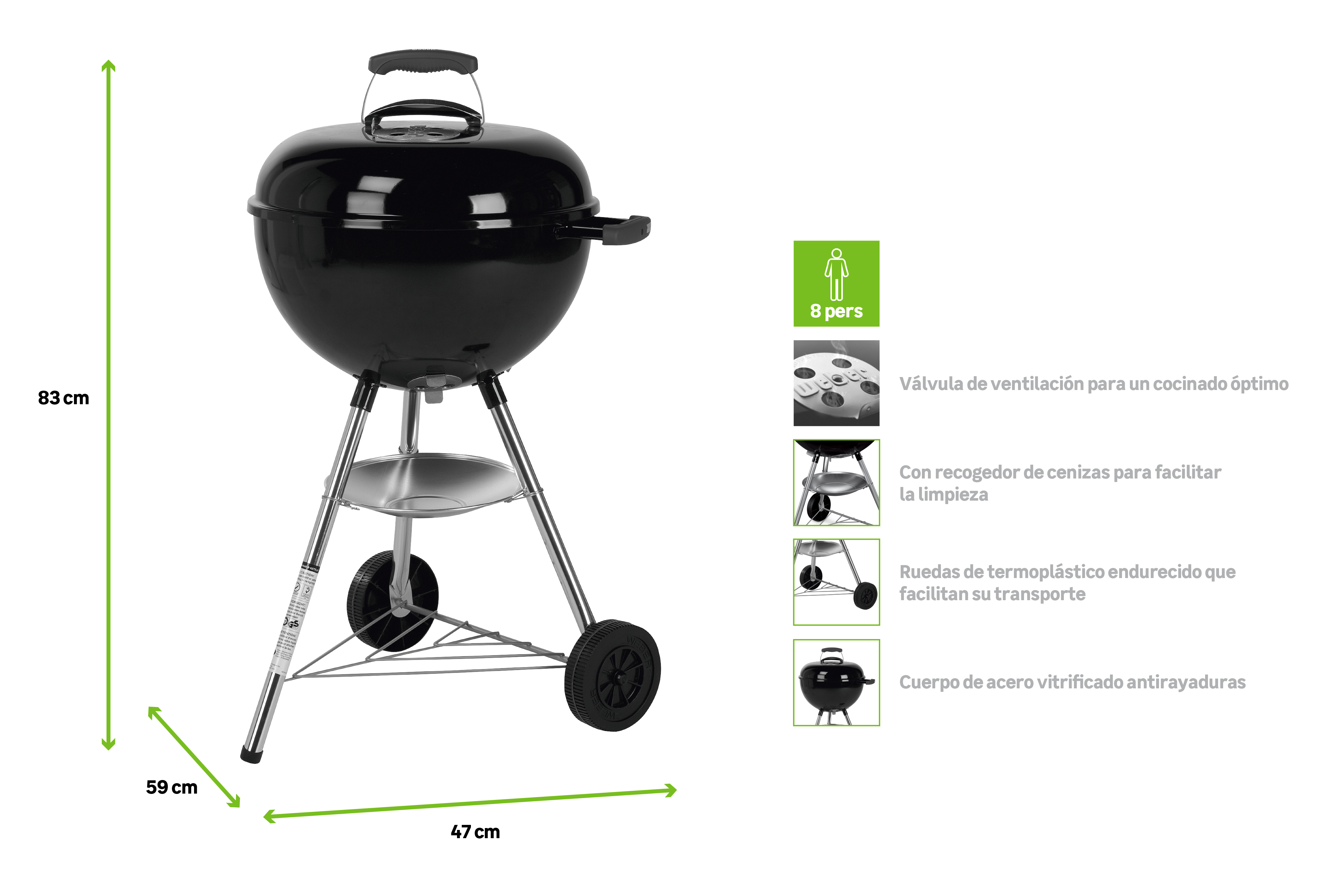 WEBER Kettle 47 para carbón recomendado para  personas - 2