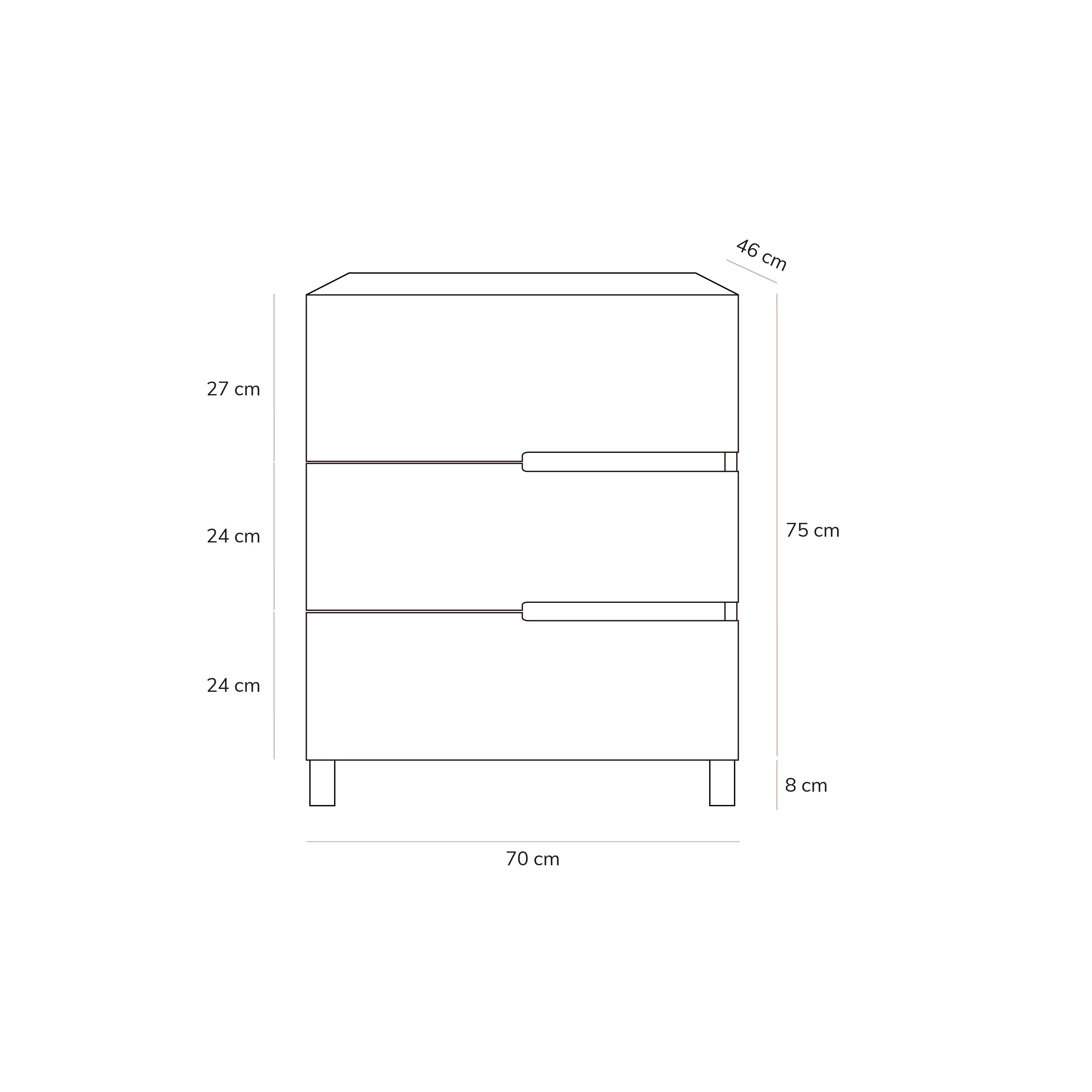 Mueble de baño Alda olmo 70x45 cm (lavabo no incluido) - 7