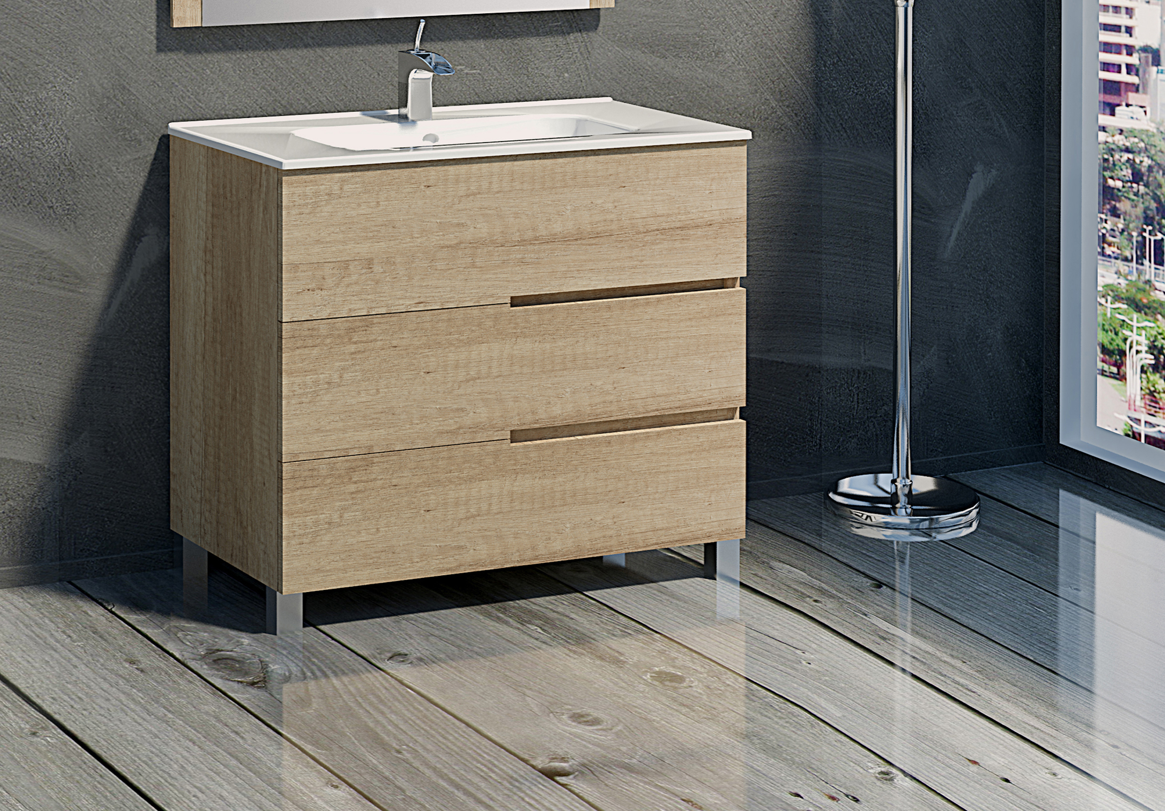 Mueble de baño con lavabo alda olmo 90x45 cm