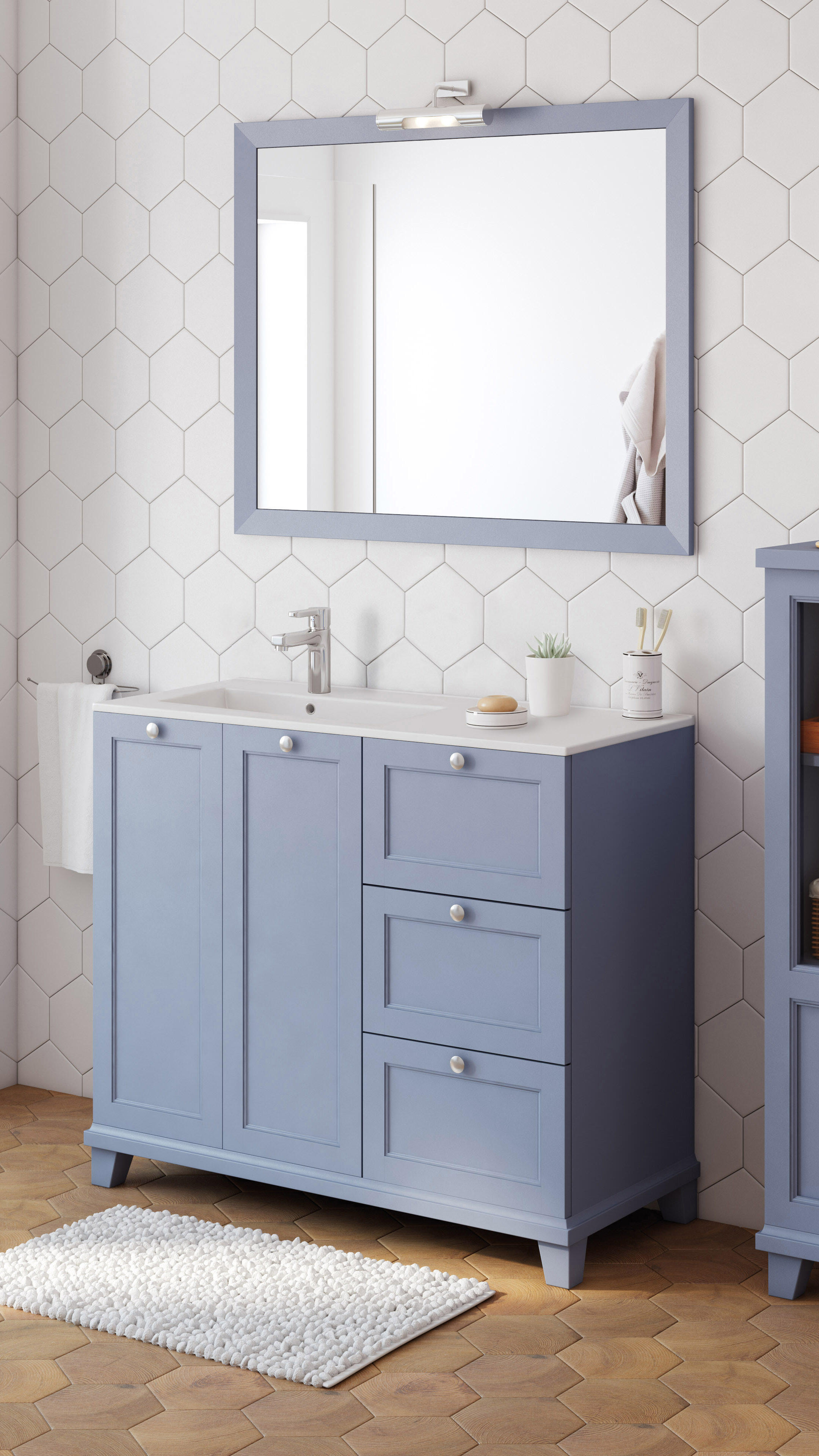 Mueble de baño Unike azul 105x45 cm (lavabo no incluido) - 6