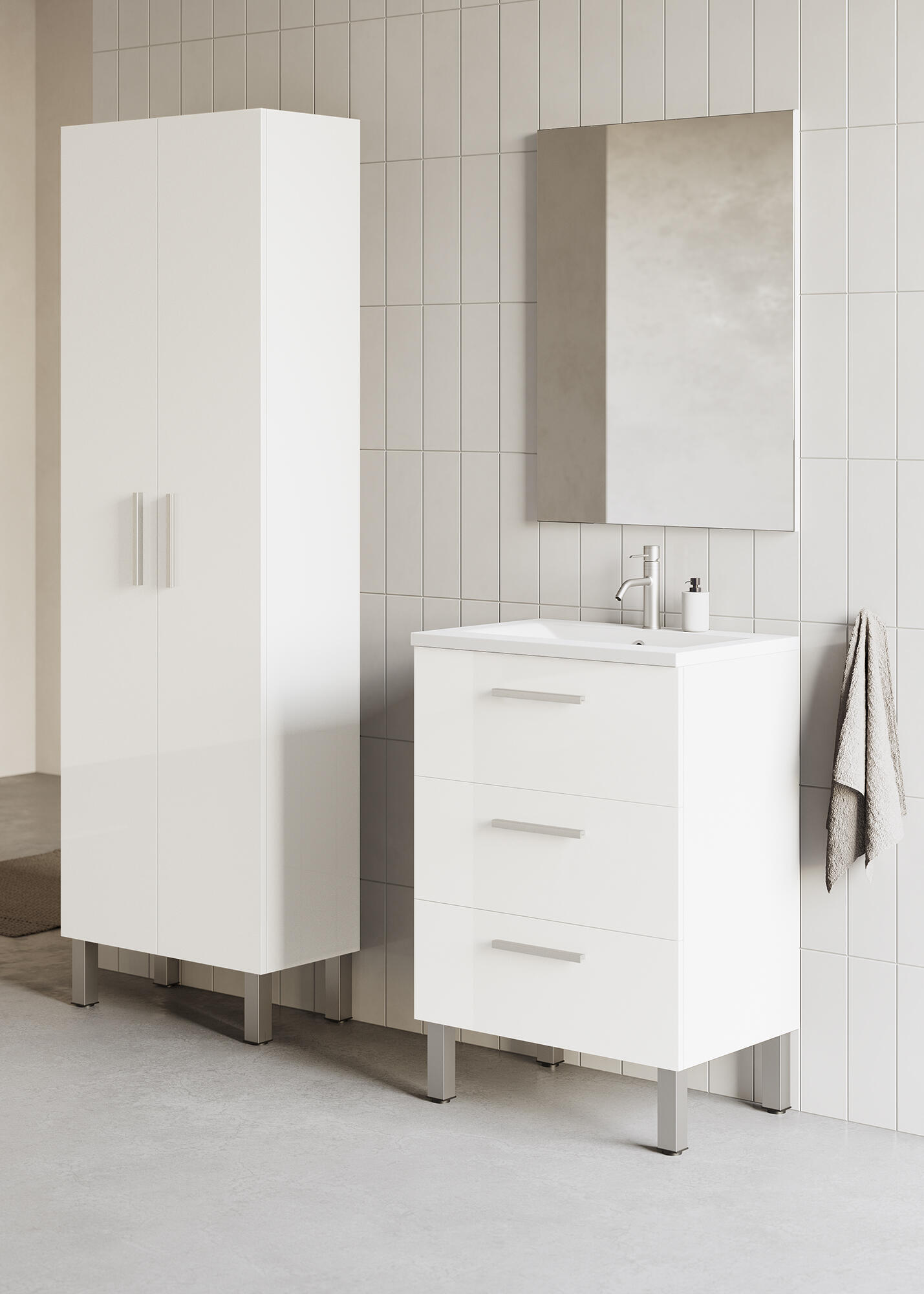 Mueble de baño con lavabo madrid blanco brillante 50x40 cm