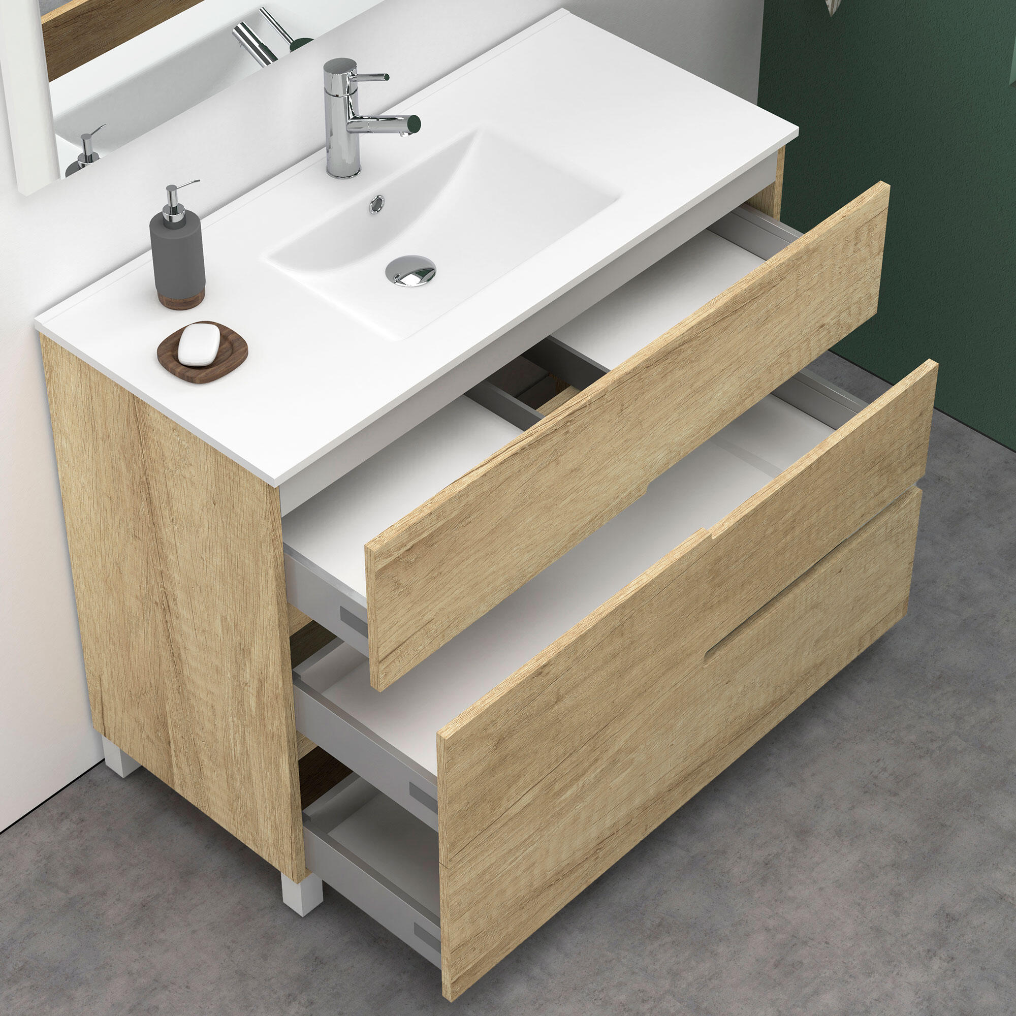 Mueble de baño con lavabo alda olmo 100x45 cm