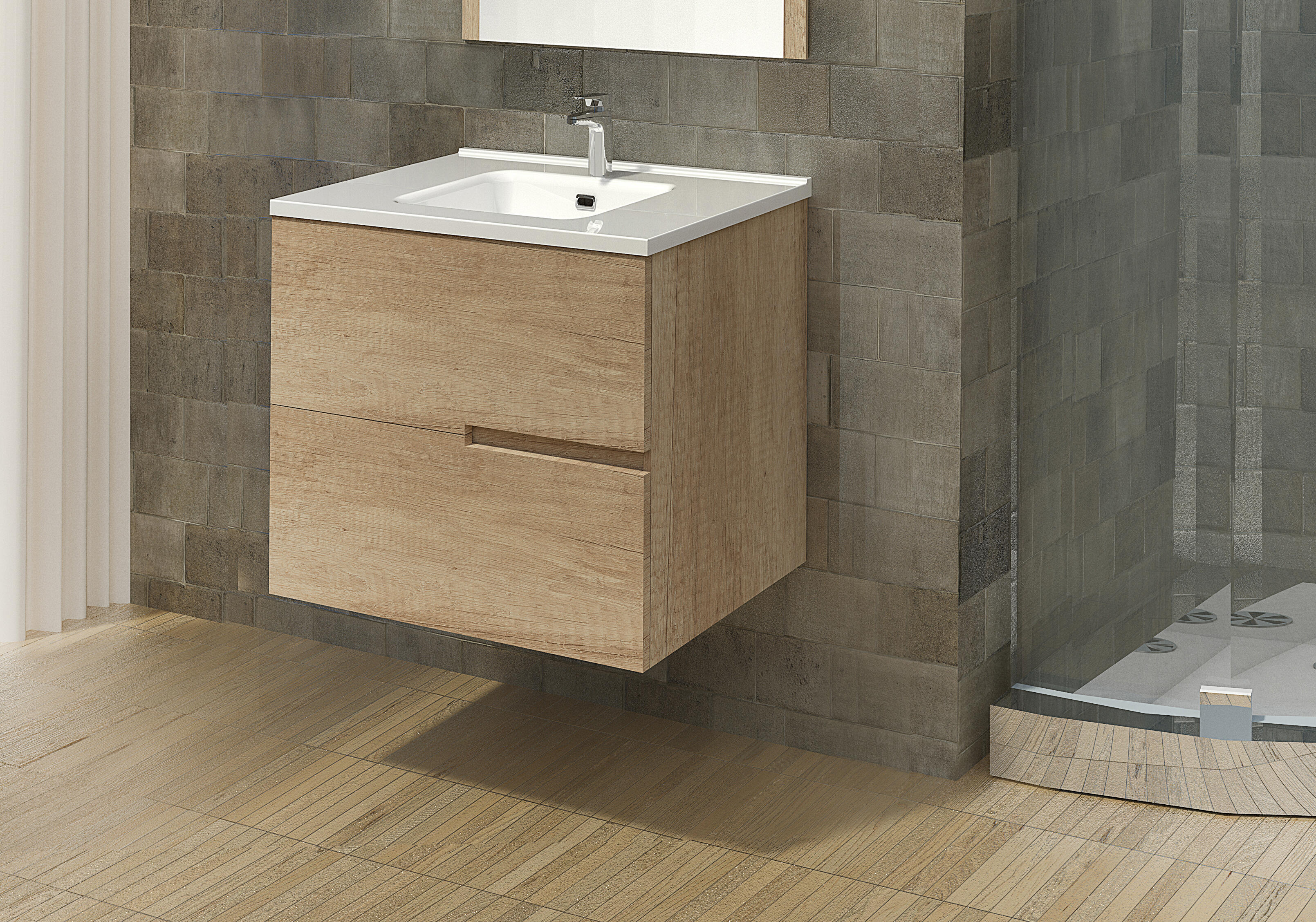 Mueble de baño con lavabo alda olmo 60x45 cm