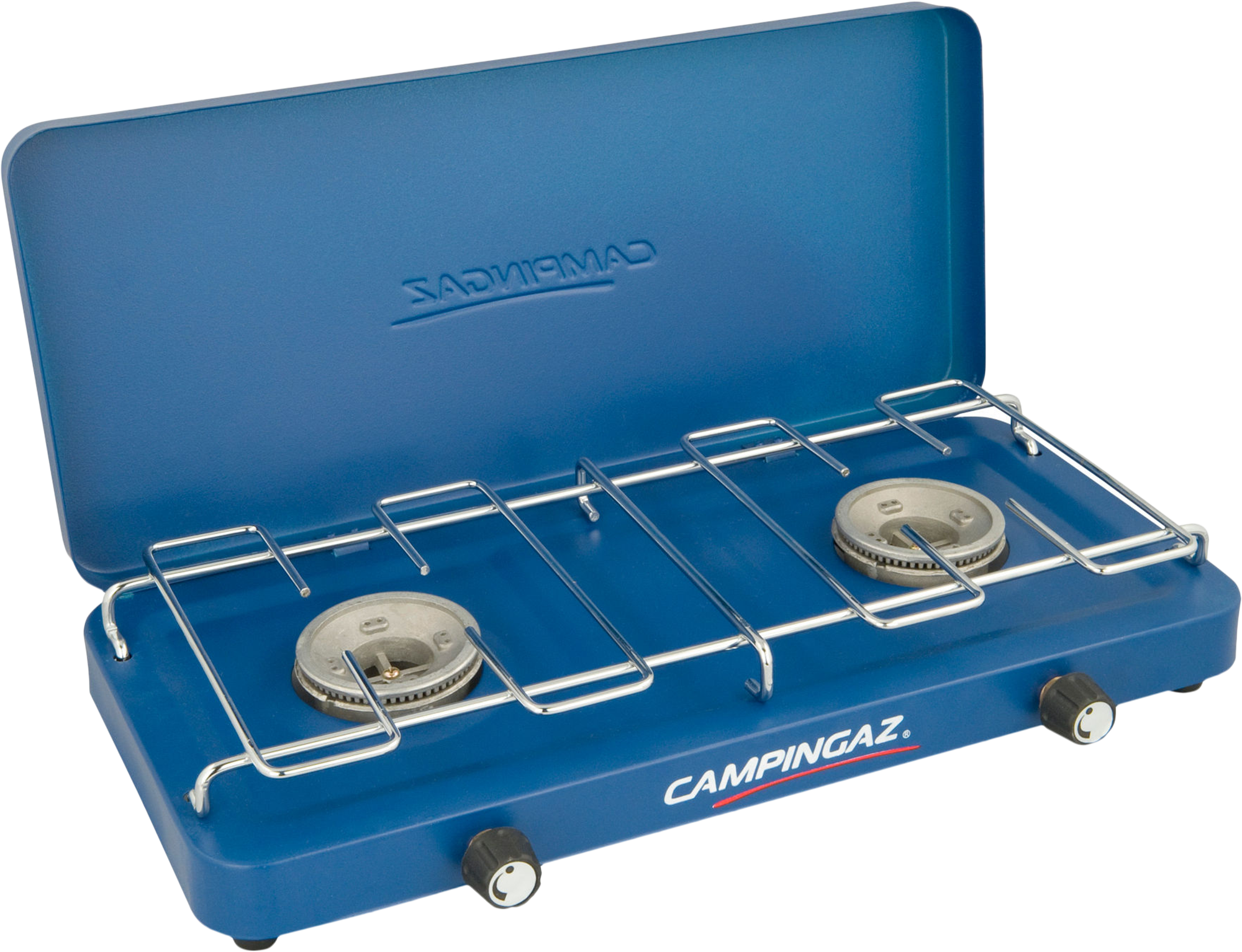 Cocina de gas campingaz base camp lid con 2 quemadores y 1.6 kw de potencia