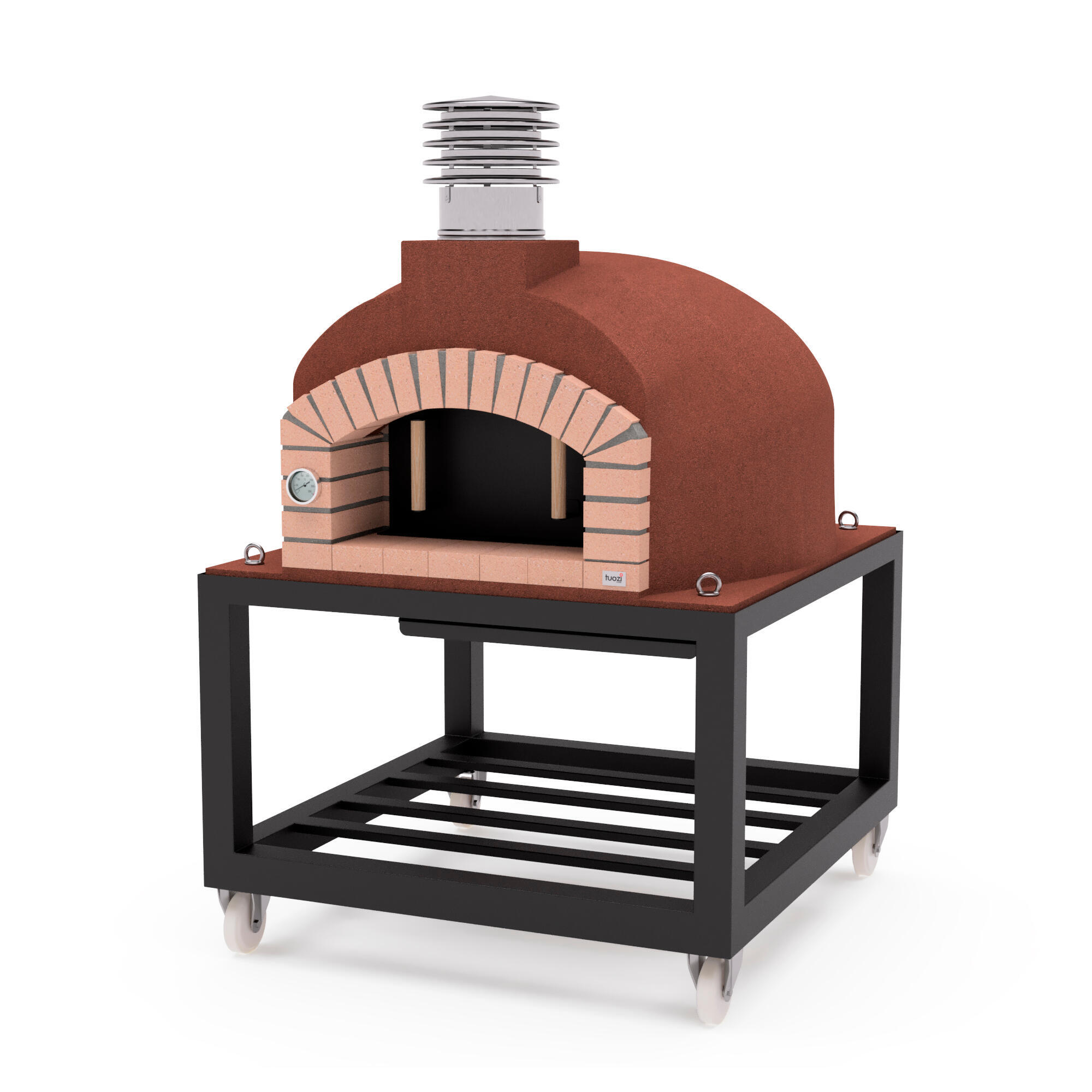 Horno leña olympus mons pro rojo 130cm + base c/ruedas plus