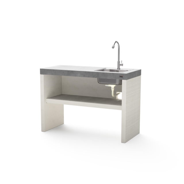 Bancada moderna com lava louça 47x110x77 cinza cm Tuozi