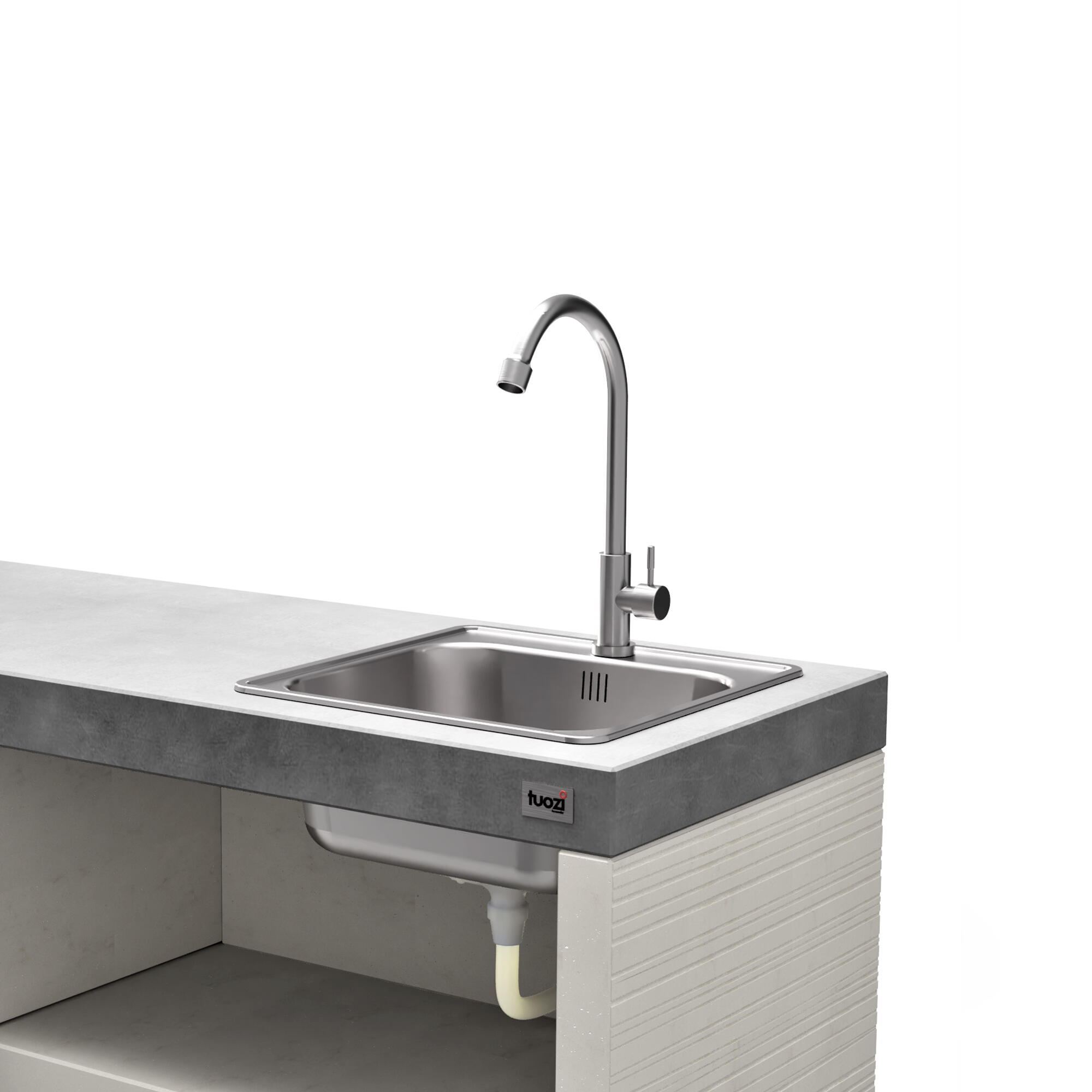 Bancada moderna com lava louça 47x110x77 cinza cm Tuozi - 4