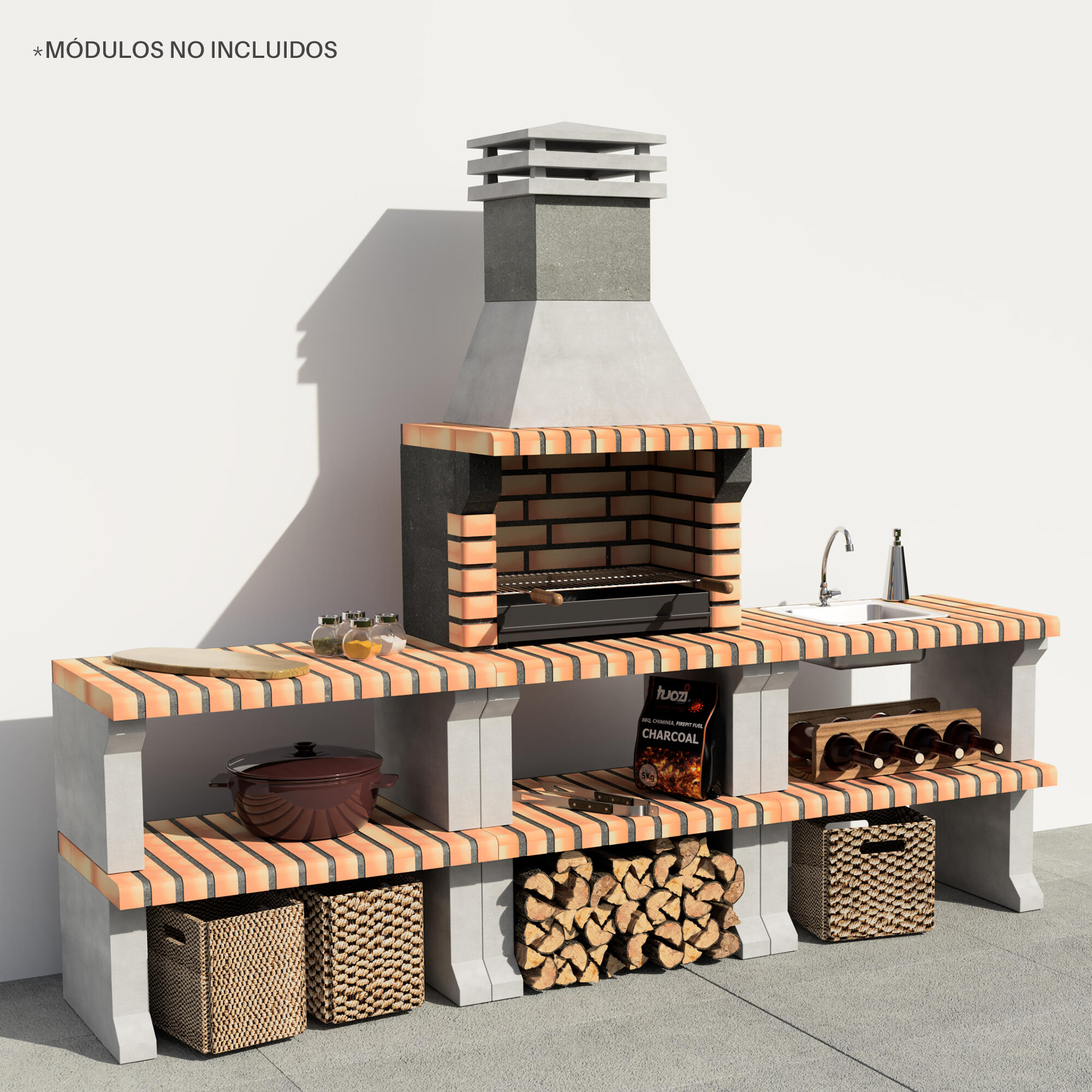 Churrasqueira tradicional com braseiro 76x58x217 cm Movelar Liz - 4