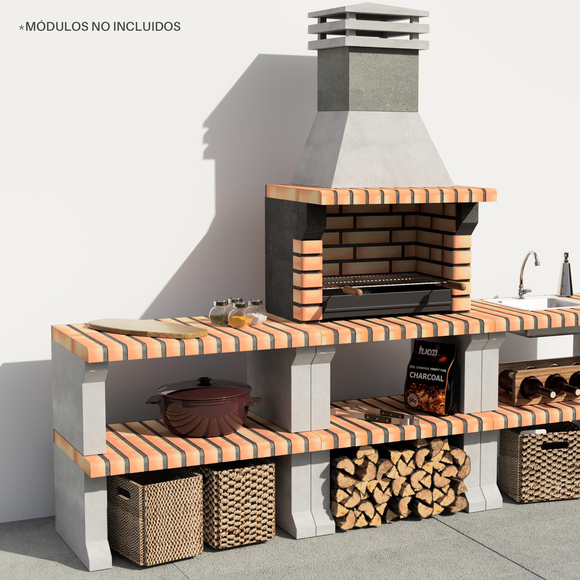 Churrasqueira tradicional com braseiro 76x58x217 cm Movelar Liz - 6