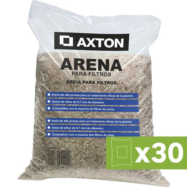 Lote 30 sacos de 25 kgs de arena para filtros de piscina AXTON