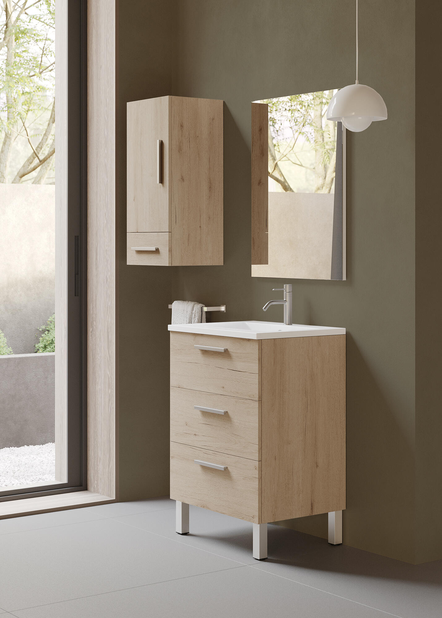 Mueble de baño con lavabo madrid roble 50x40 cm