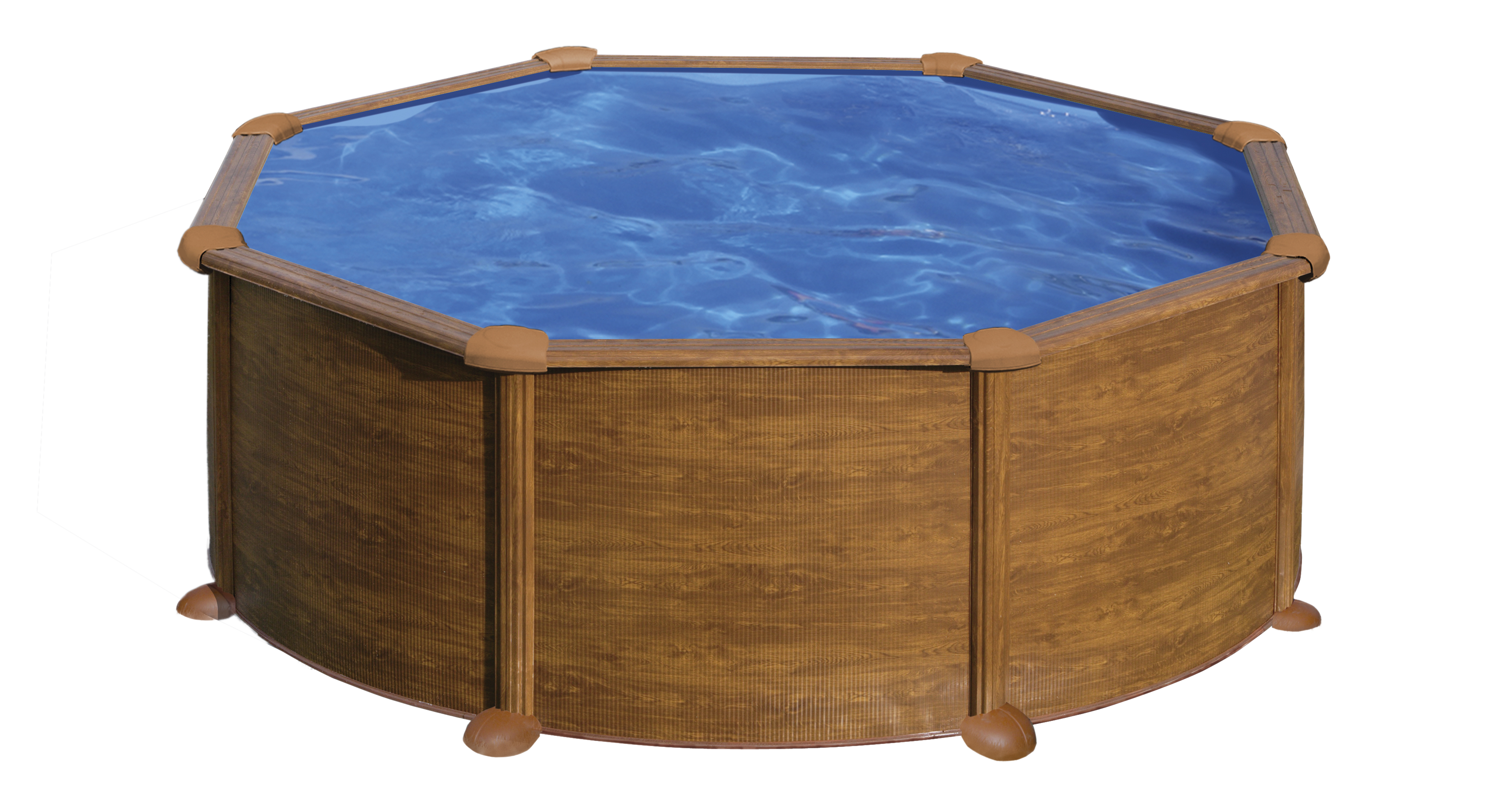 Piscina desmontable de acero imitación madera redonda gre ø 3,5 x 1,32 m