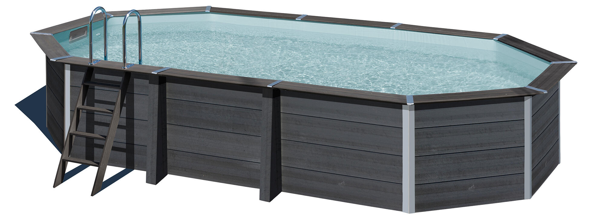 Piscina desmontable de composite ovalada + led gre 6.64 x 3.86 x 1.24 m
