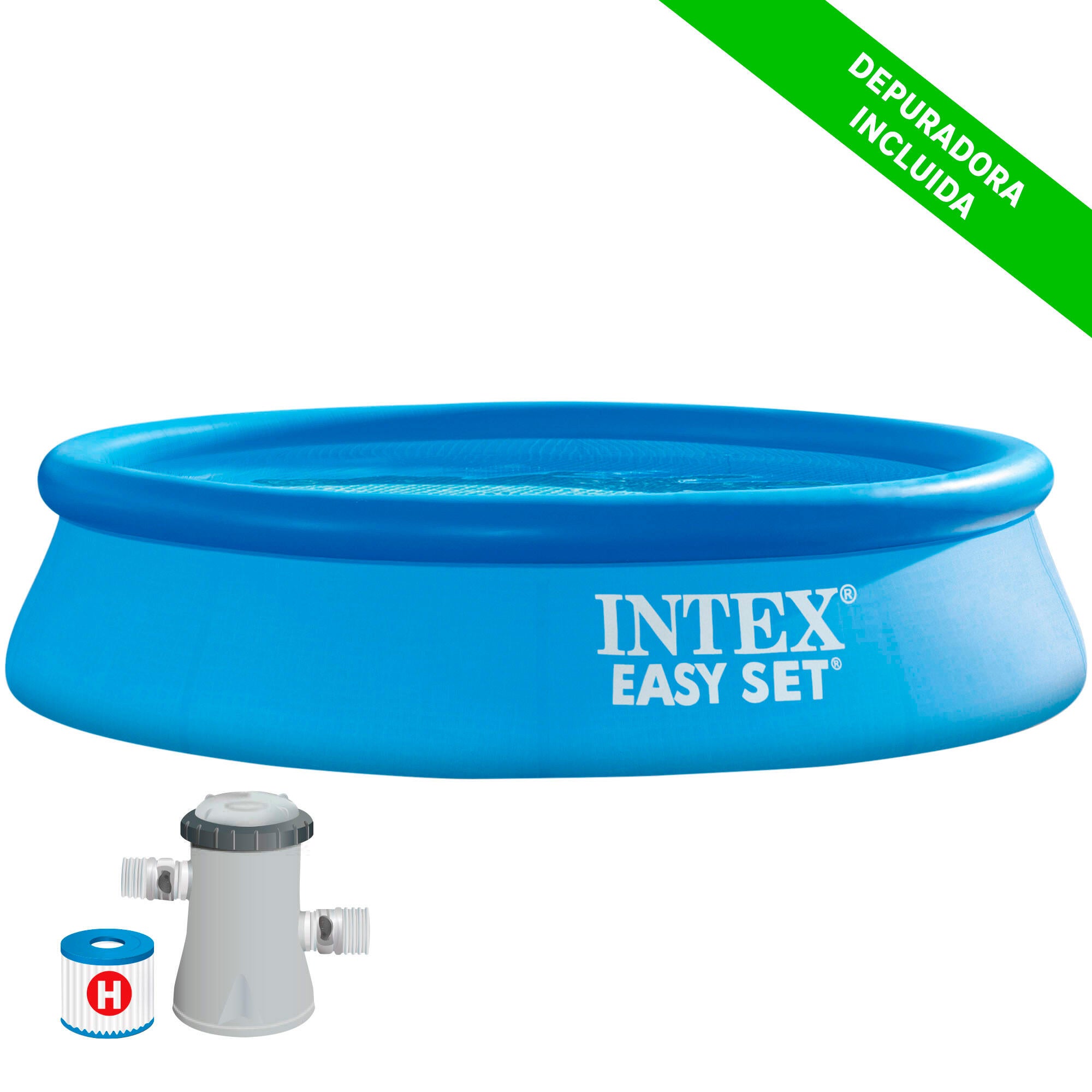 Piscina hinchable de pvc redonda intex ø3.05x0.61 m con depuradora de cartucho intex
