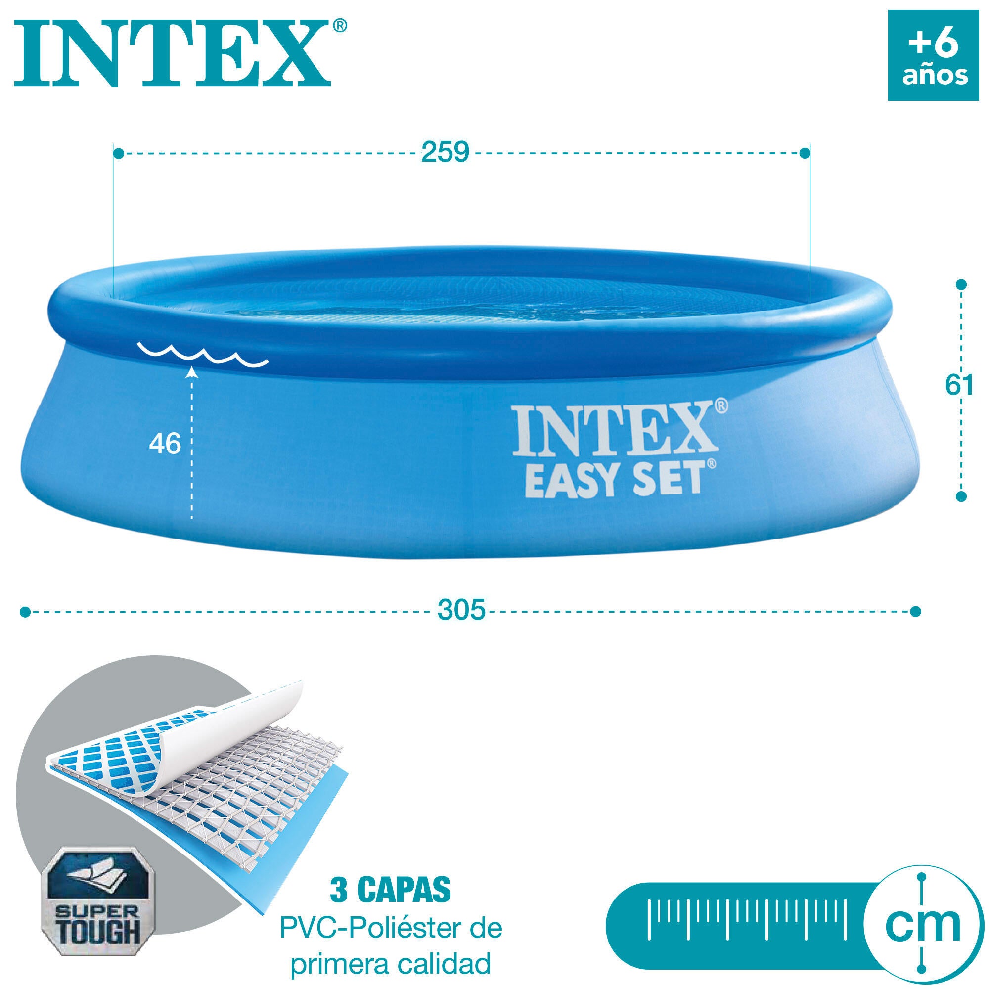 Piscina insuflável de pvc 305x61 cm redonda Intex - 11