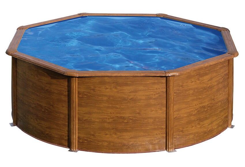 Piscina Desmontable De Acero Imitación Madera Redonda Gre Ø 3,5 X 1,2 M