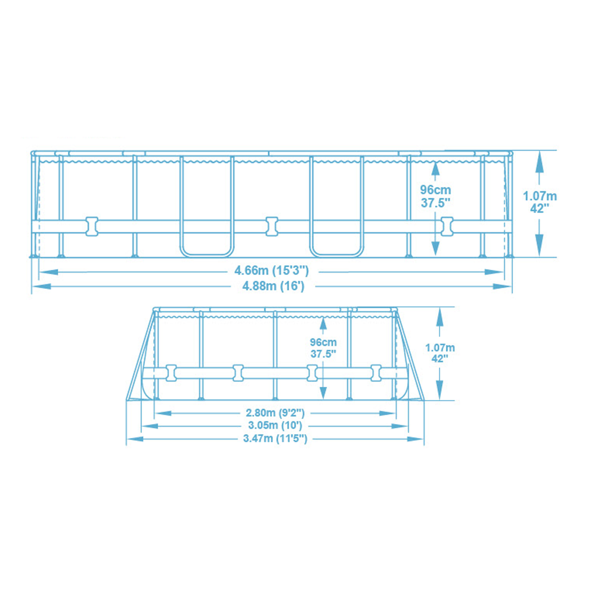 Piscina fuori terra tubolare BESTWAY Swimvista grigio H 1.07 x L int 4.88 x 3.05 m - 9