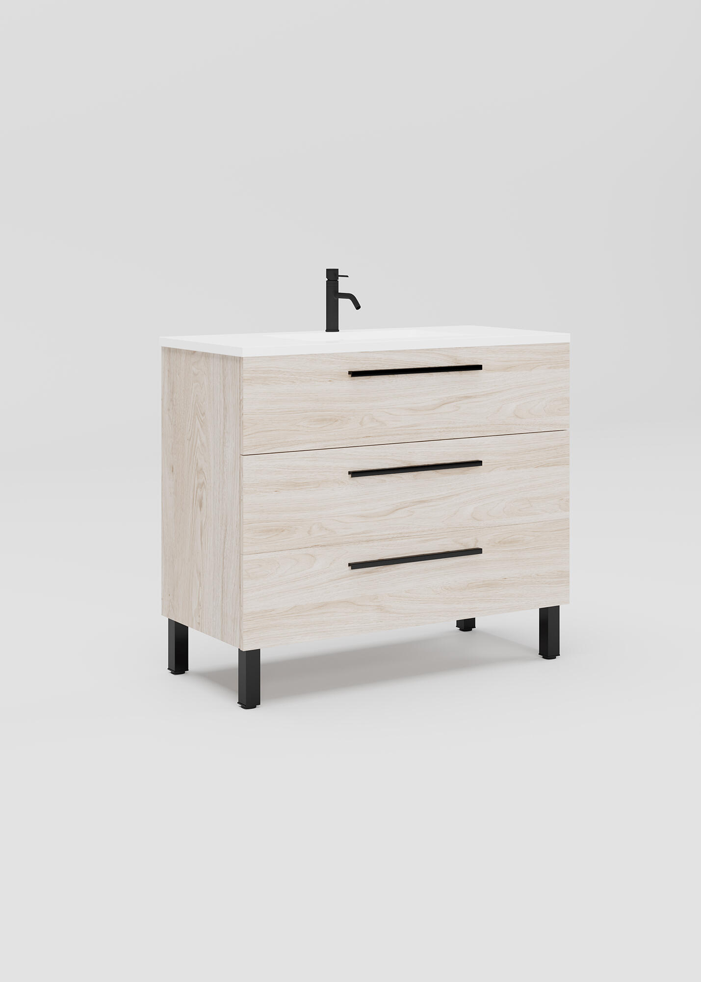 Mueble de baño Madrid marrón 100x45 cm (lavabo no incluido) - 2