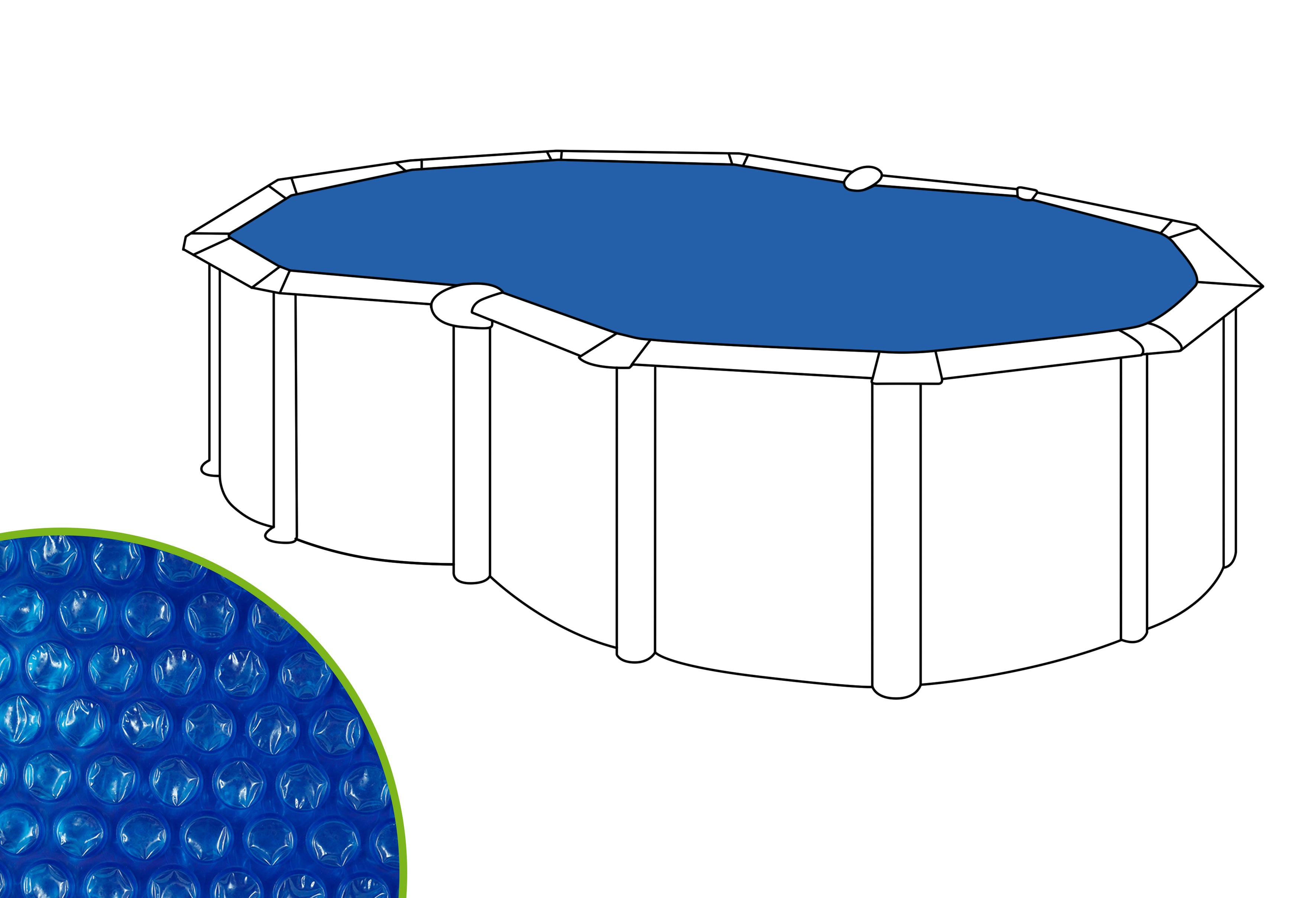 Cubierta de verano isotérmica gre para piscina con forma de ocho de 472 x 305 cm
