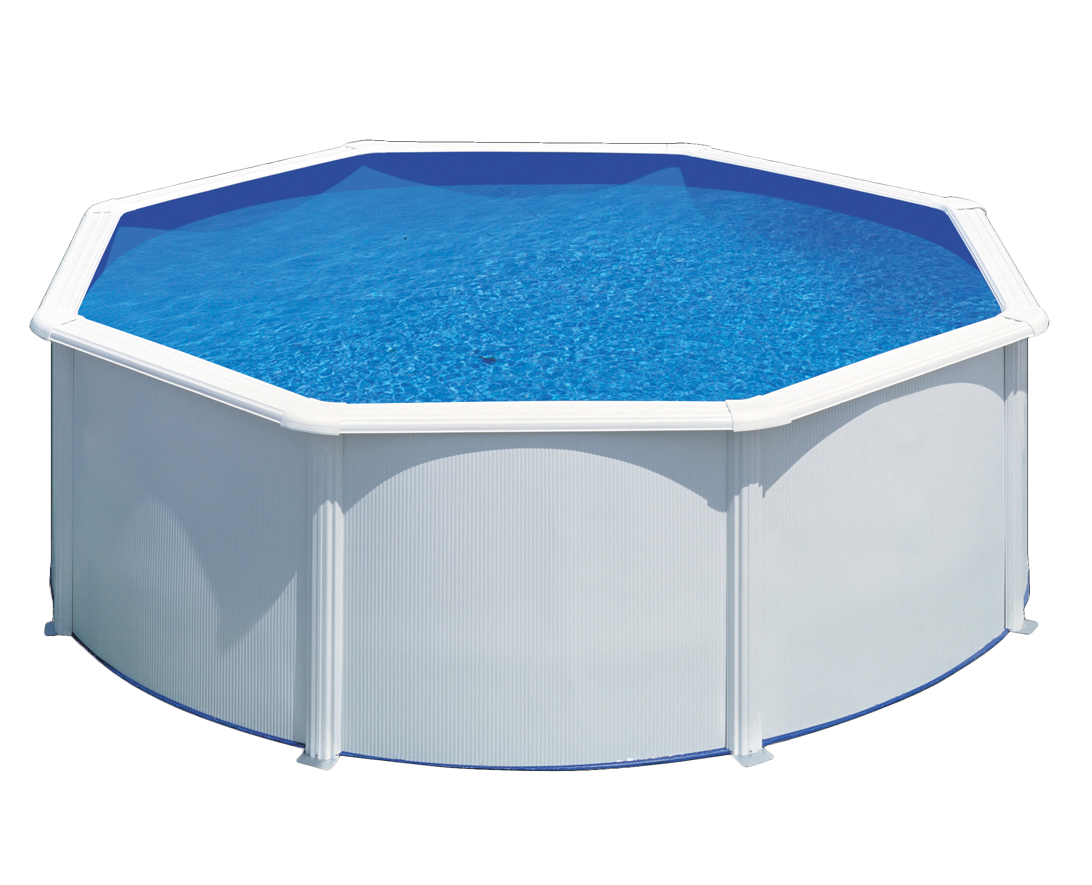 Piscina elevada de acero galvanizado blanco redonda ø 3x3x1.2 m con depuradora de cartucho y escalera de seguridad GRE - 2