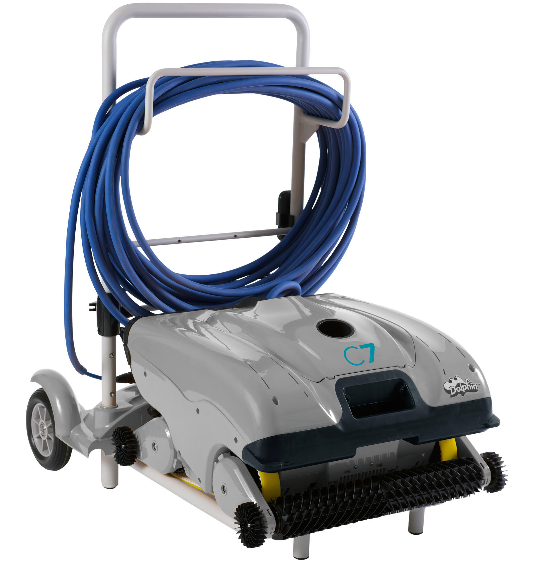 Limpiafondos eléctrico dolphin c7 para limpiar fondo de piscina con carro incluido