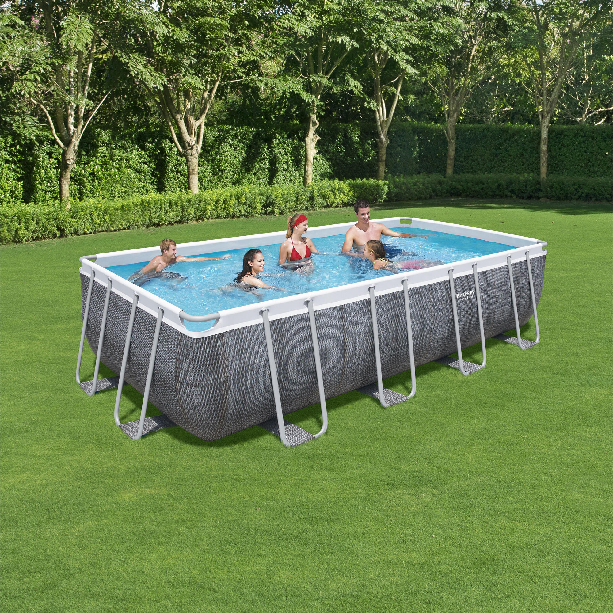 Piscina tubular de PVC multicolor rectangular 5.49x2.74x1.22 m con depuradora de cartucho y escalera de seguridad BESTWAY - 6