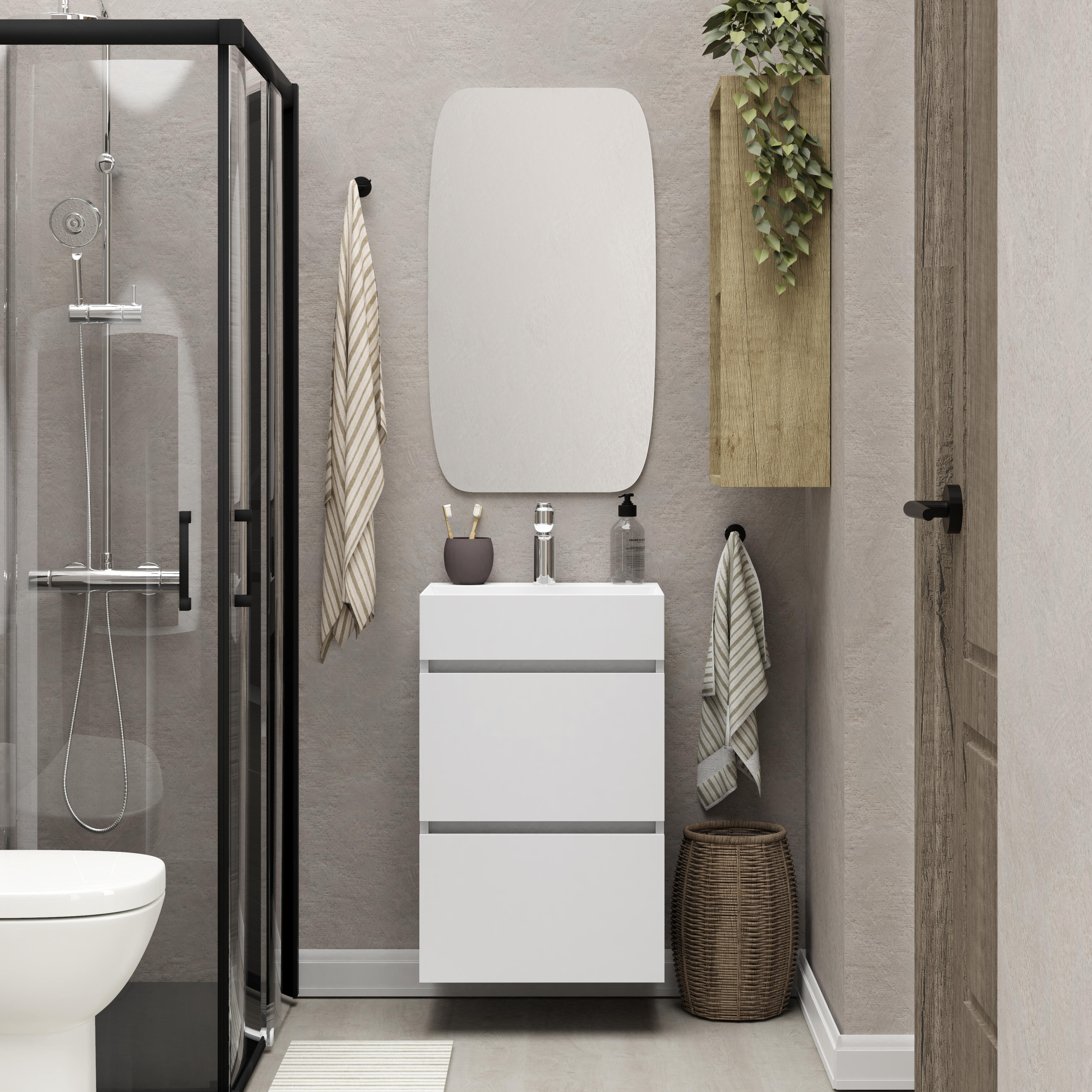 Mueble de baño con lavabo espacio m blanco mate 45x35 cm