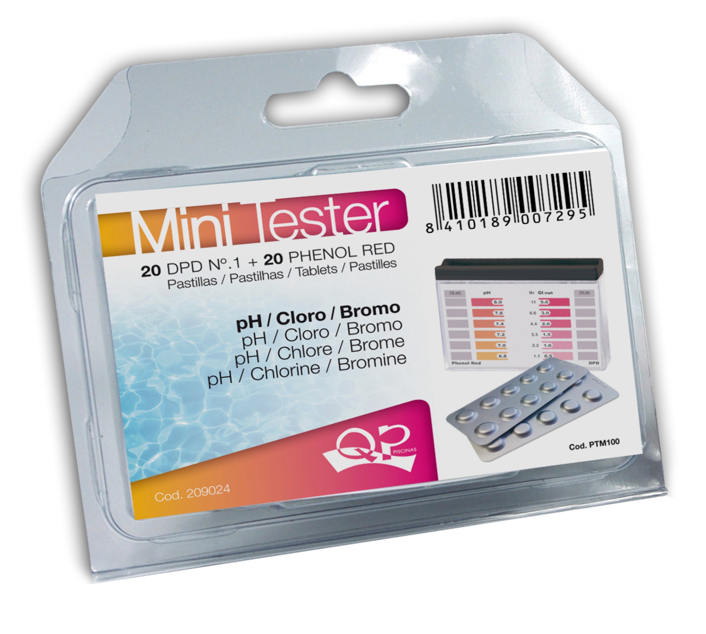 Kit de teste de cloro + ph com 3 câmaras QP - 2