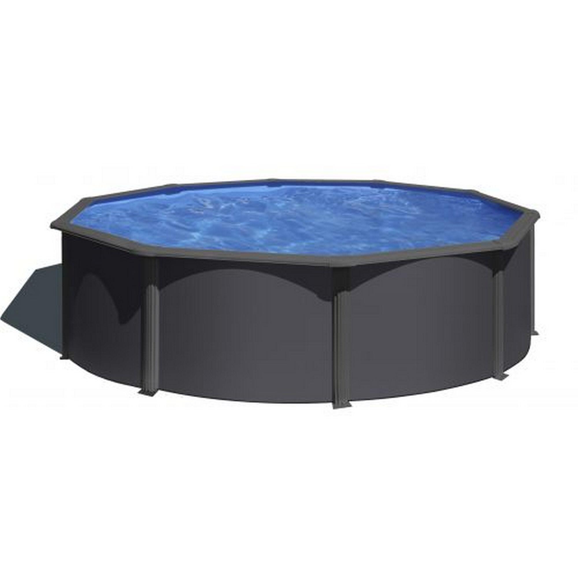 Piscina desmontable de acero imitación antracita redonda gre ø 4,6 x 1,2 m